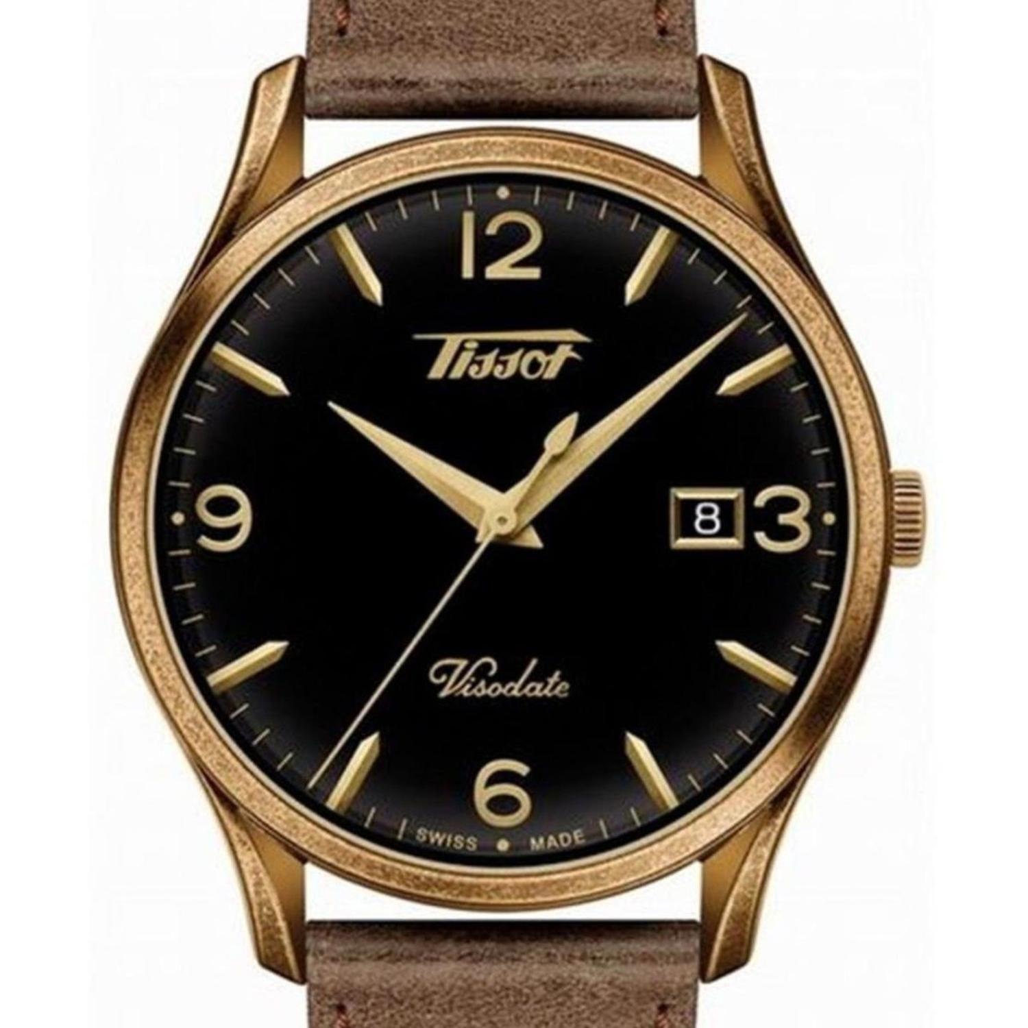 Reloj Tissot Heritage Visodate Esfera Negra Cuero-0