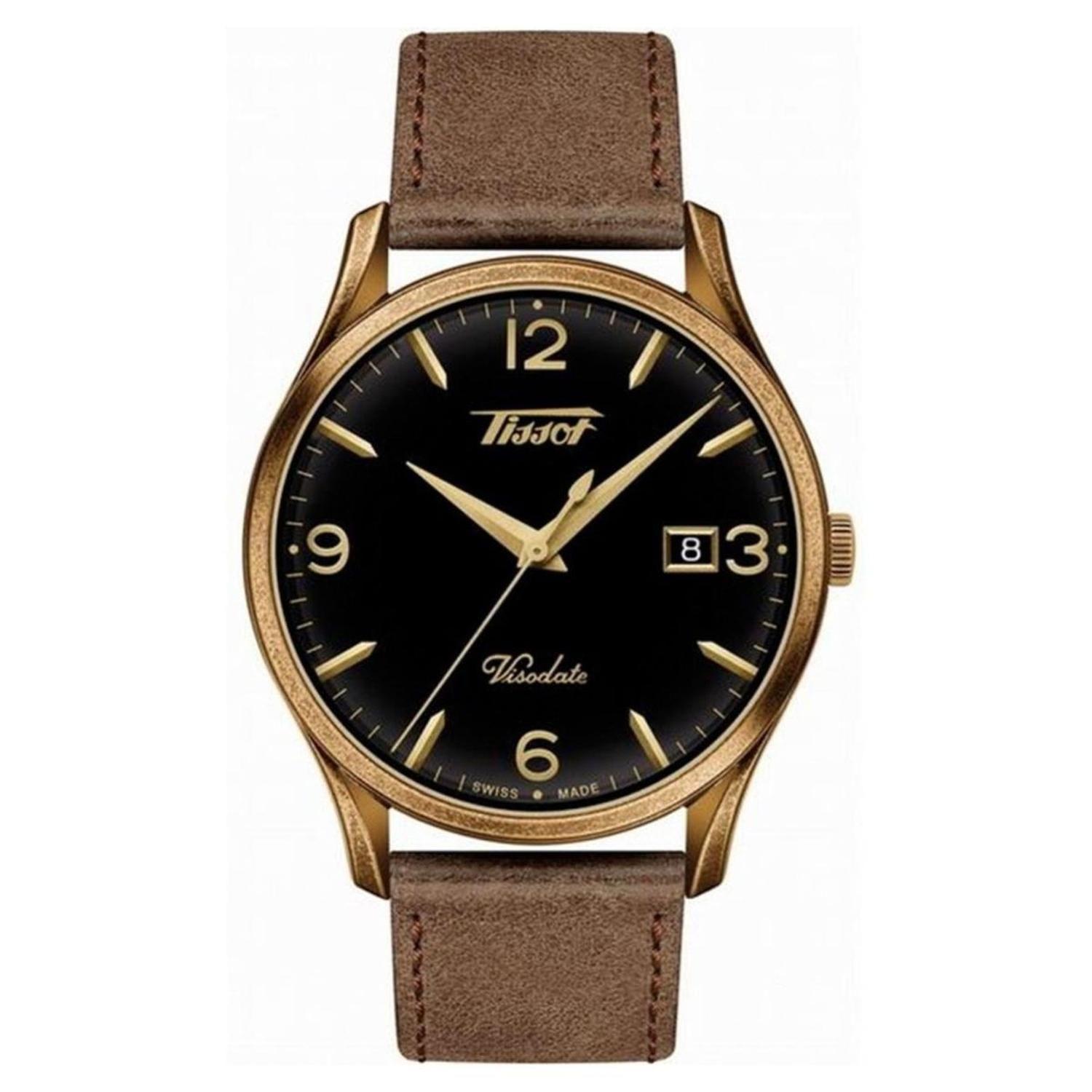 Reloj Tissot Heritage Visodate Esfera Negra Cuero-1
