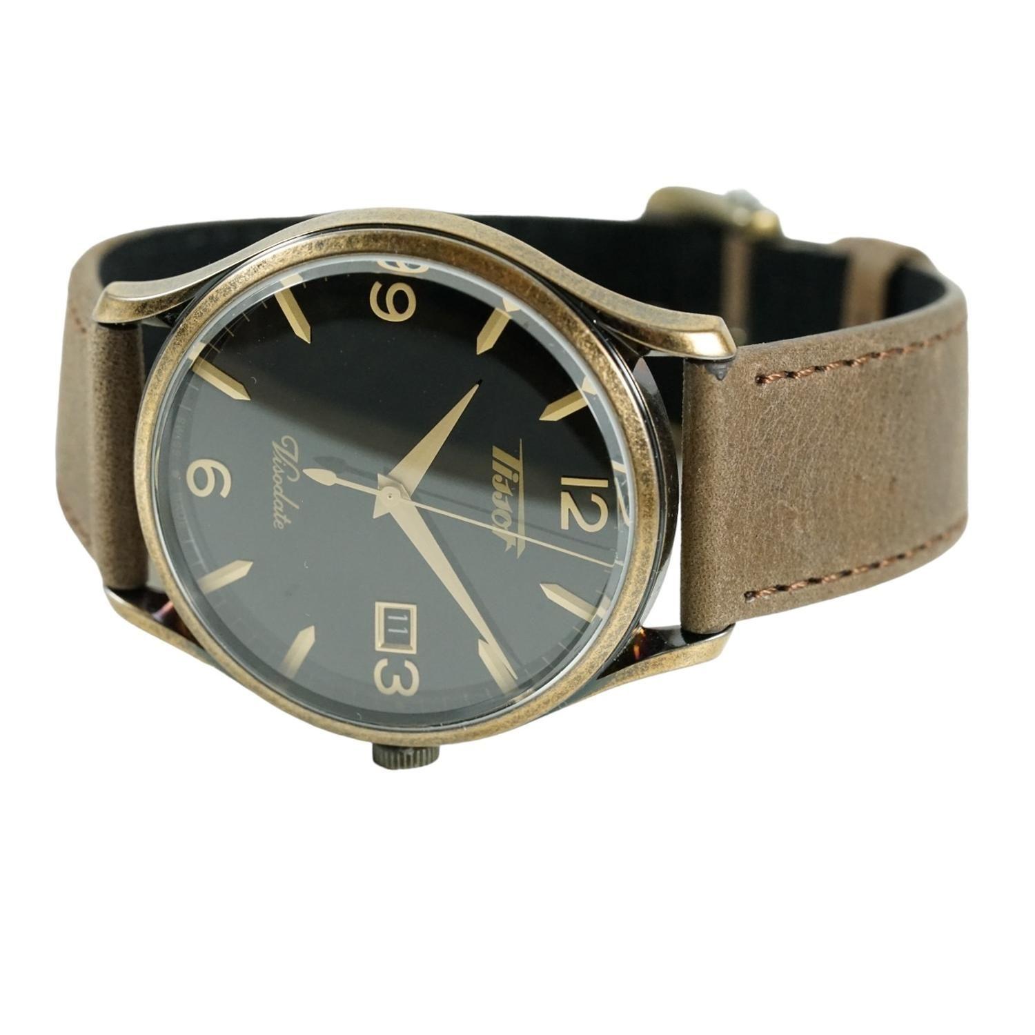 Reloj Tissot Heritage Visodate Esfera Negra Cuero-2