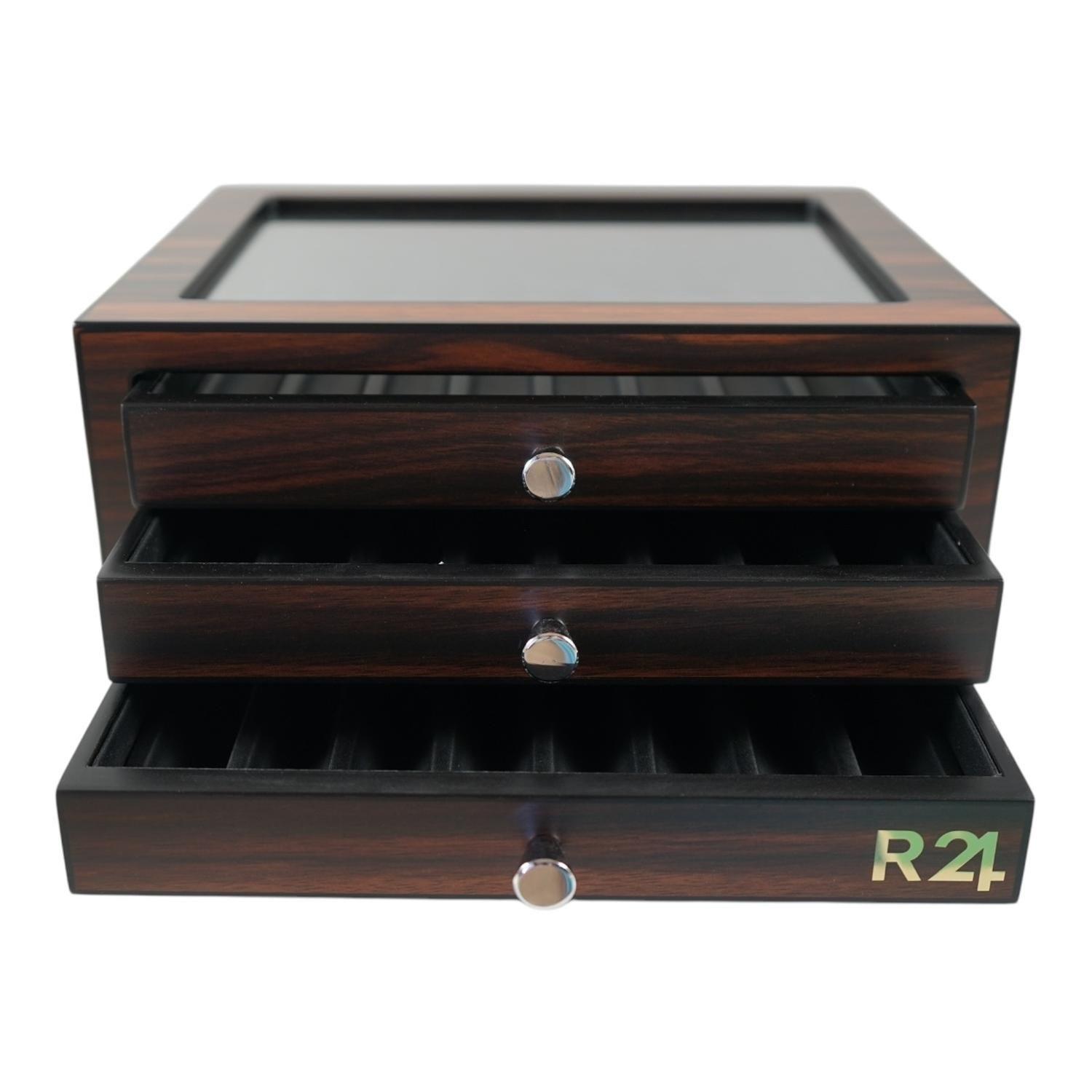 Caja de lujo Madera Ebano para 24 Lapiceras-2