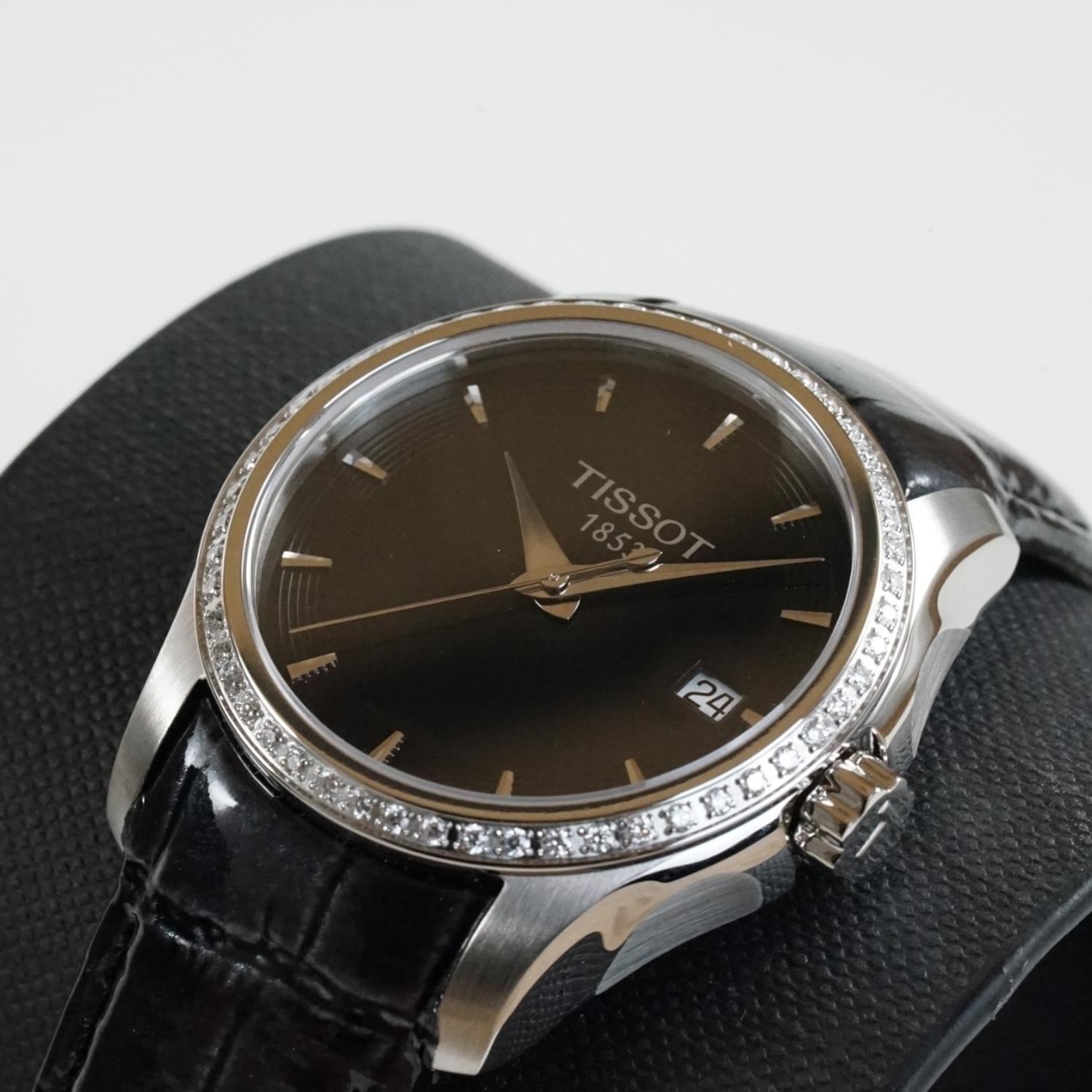 Reloj Tissot Couturier Cuarzo Esfera Negra Diamantes-2