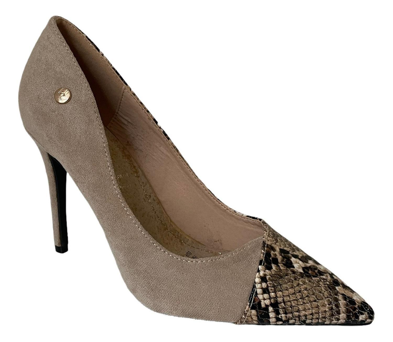 Zapato Con Taco Beige Snake Via Uno 12090509-1