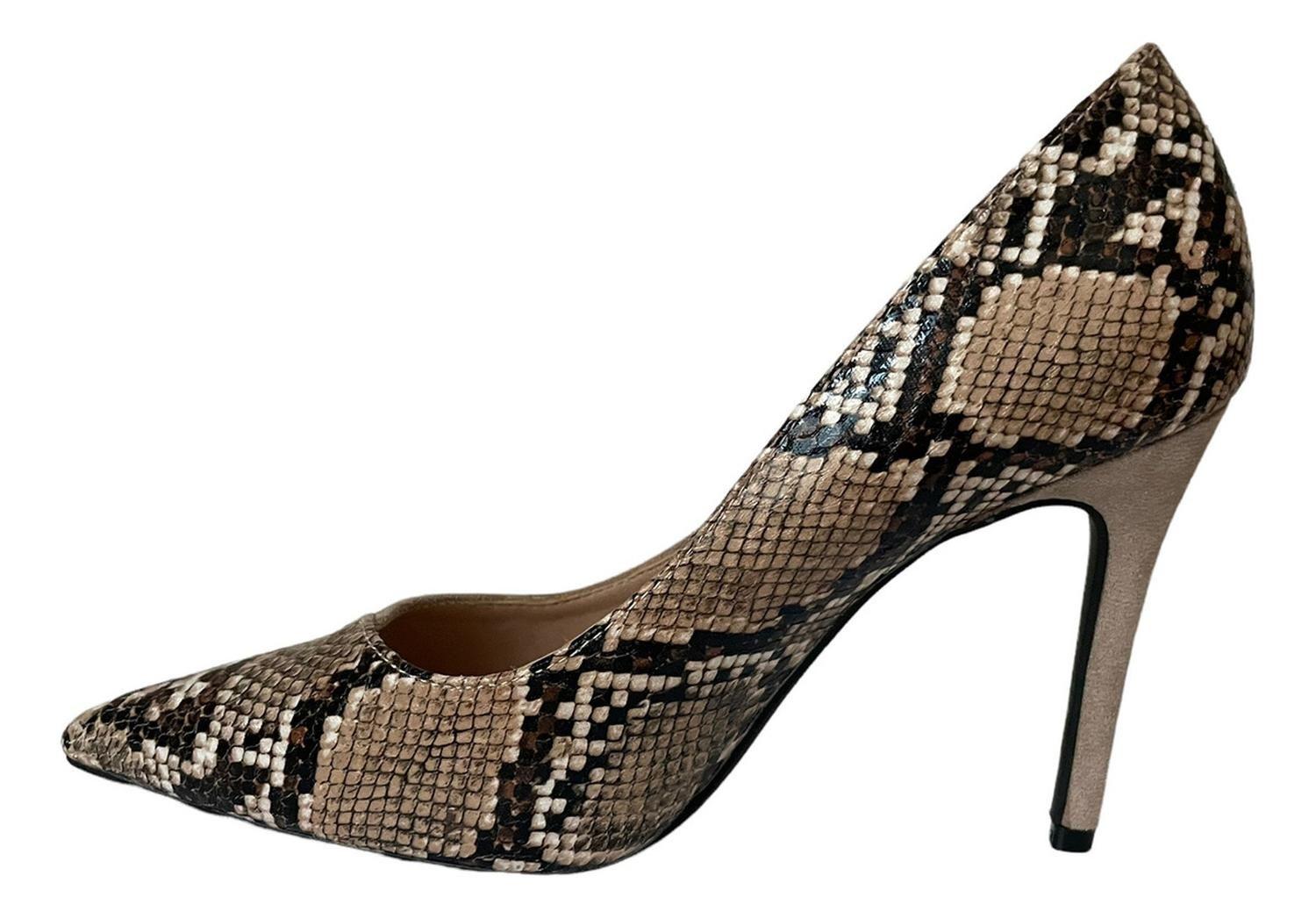 Zapato Con Taco Beige Snake Via Uno 12090509-2