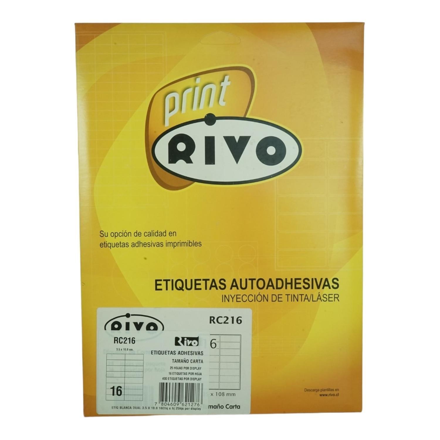 400 ETIQUETAS 3,5X10,8CM RIVO RC216 25HJS CARTA BL-0