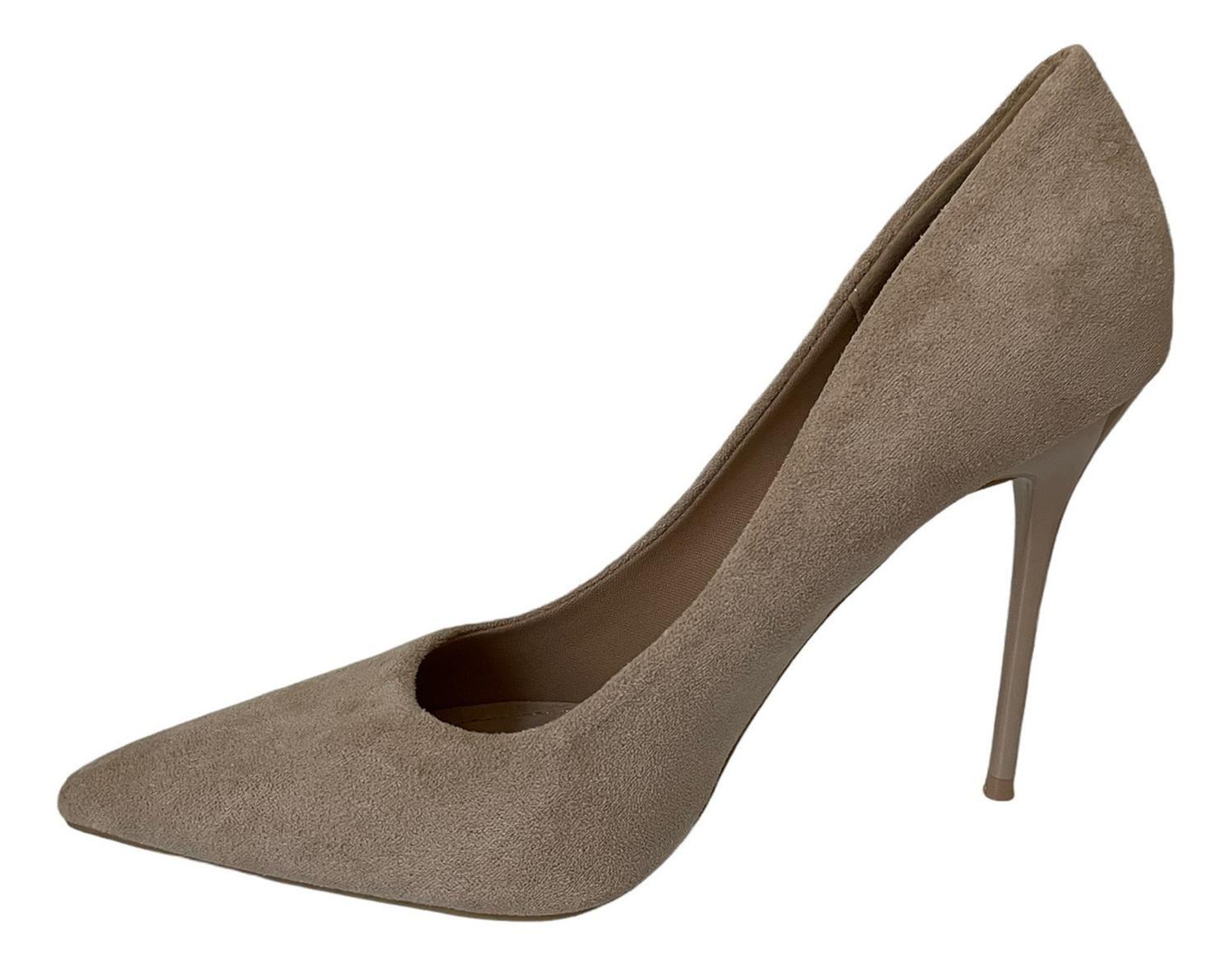 Zapato Con Taco Beige Via Uno 12090508-2