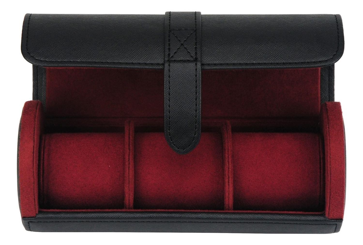 Caja Estuche De Viaje 3 Relojes Interior Terciopelo Rojo-3