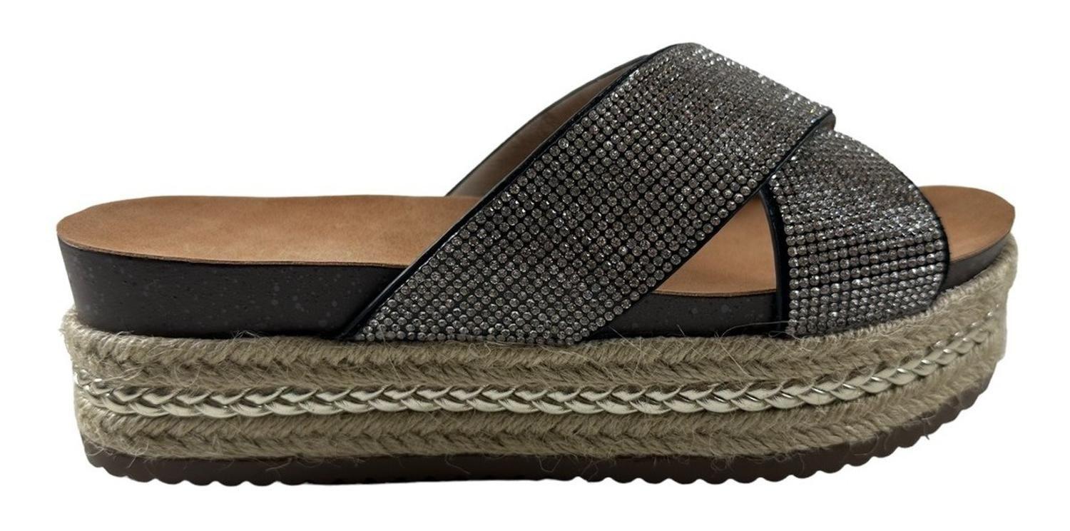 Zuecos Via Uno Plateado Negro 21986962-0