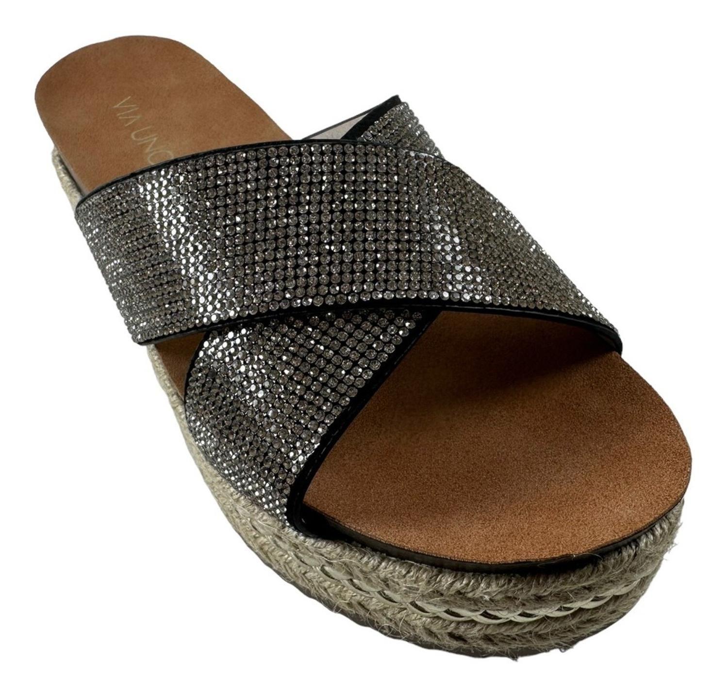 Zuecos Via Uno Plateado Negro 21986962-2