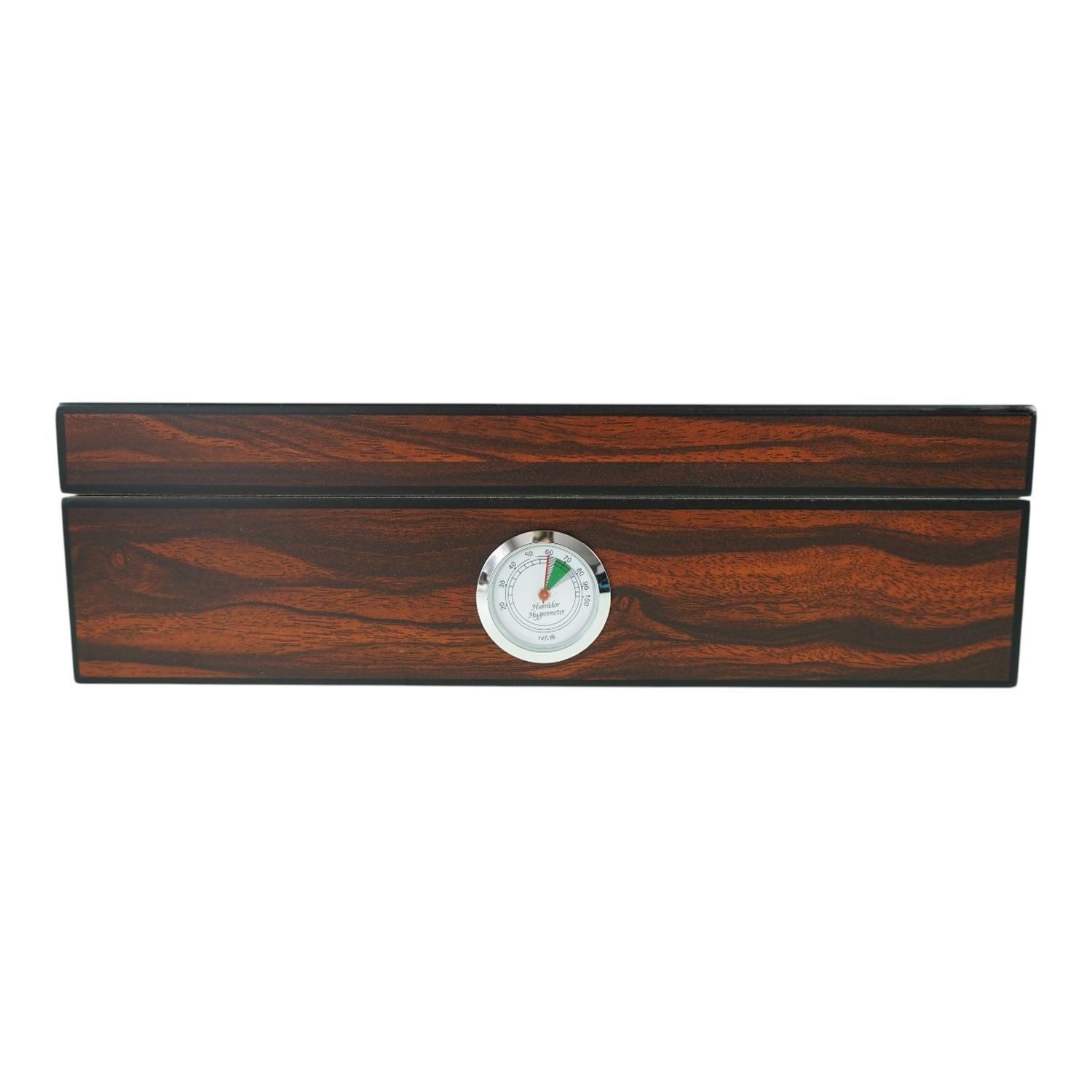 CAJA HUMIDOR DE PUROS MADERA CAOBA + HIGROMETRO Y CENICERO-2