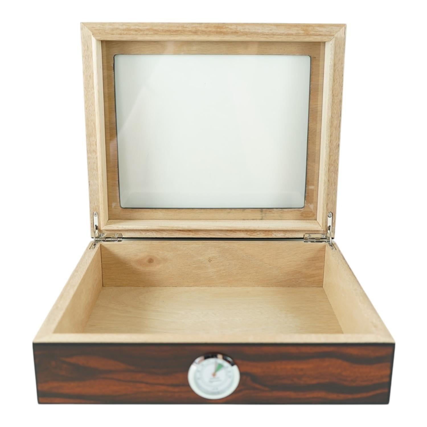 CAJA HUMIDOR DE PUROS MADERA CAOBA + HIGROMETRO Y CENICERO-4