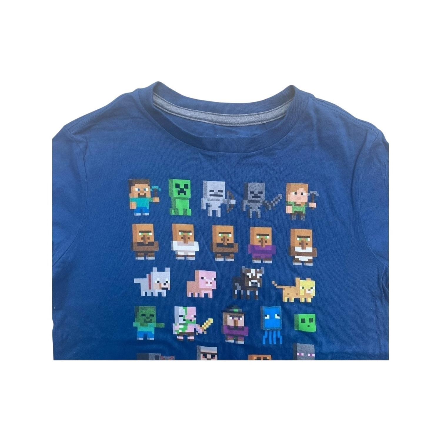 Polera Minecraft All Characters Azul Niño-2