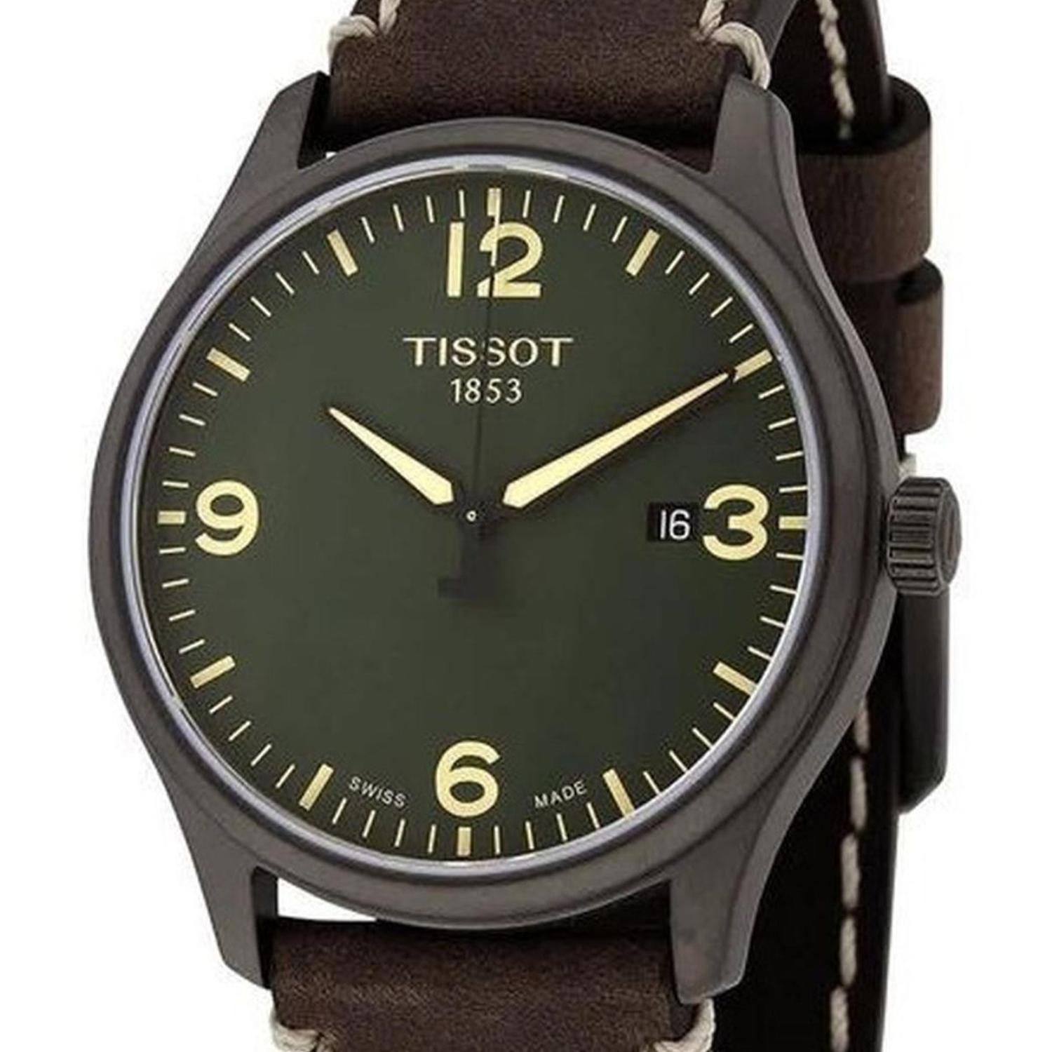 Reloj Tissot Gent Xl Esfera Verde Correa Cafe-0