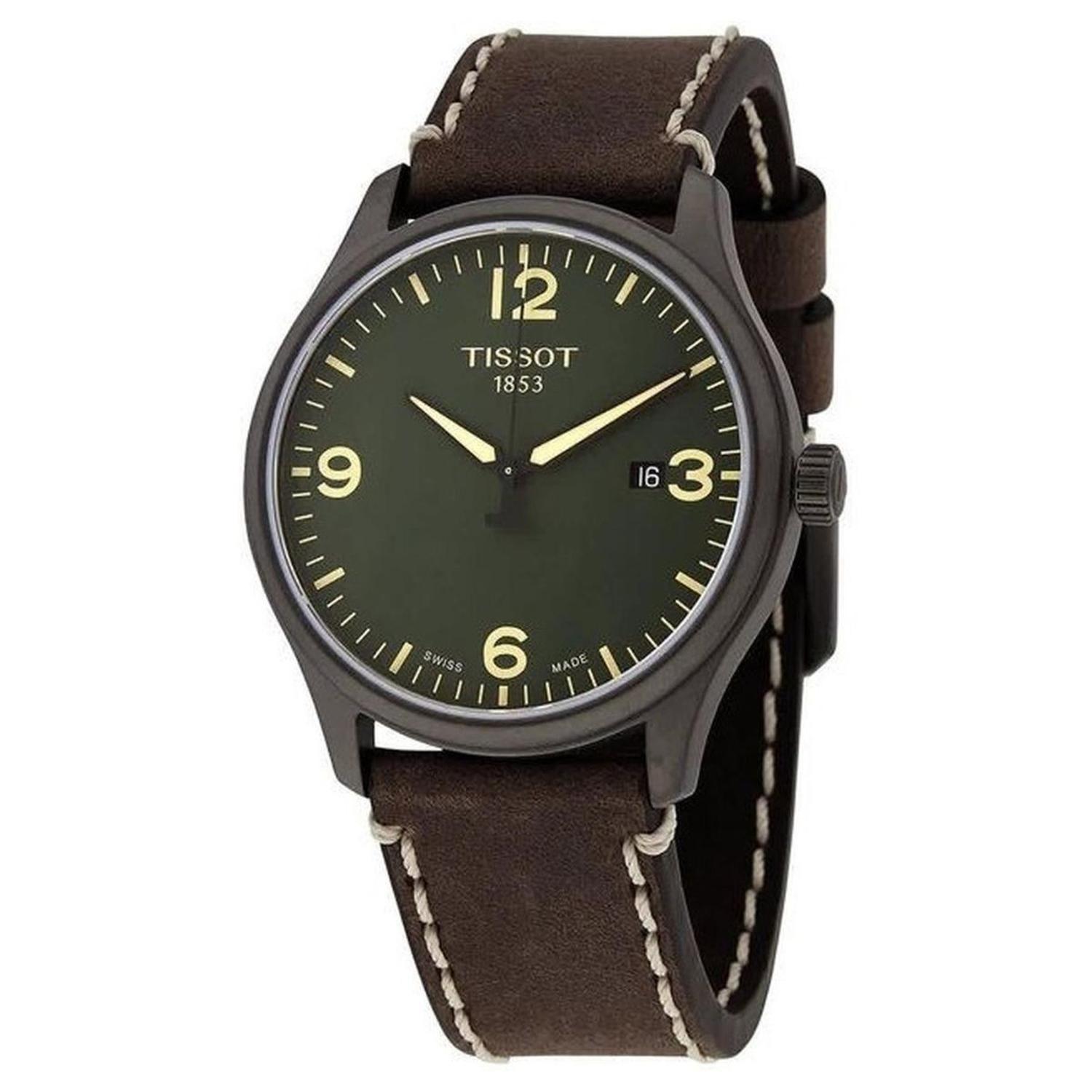 Reloj Tissot Gent Xl Esfera Verde Correa Cafe-1