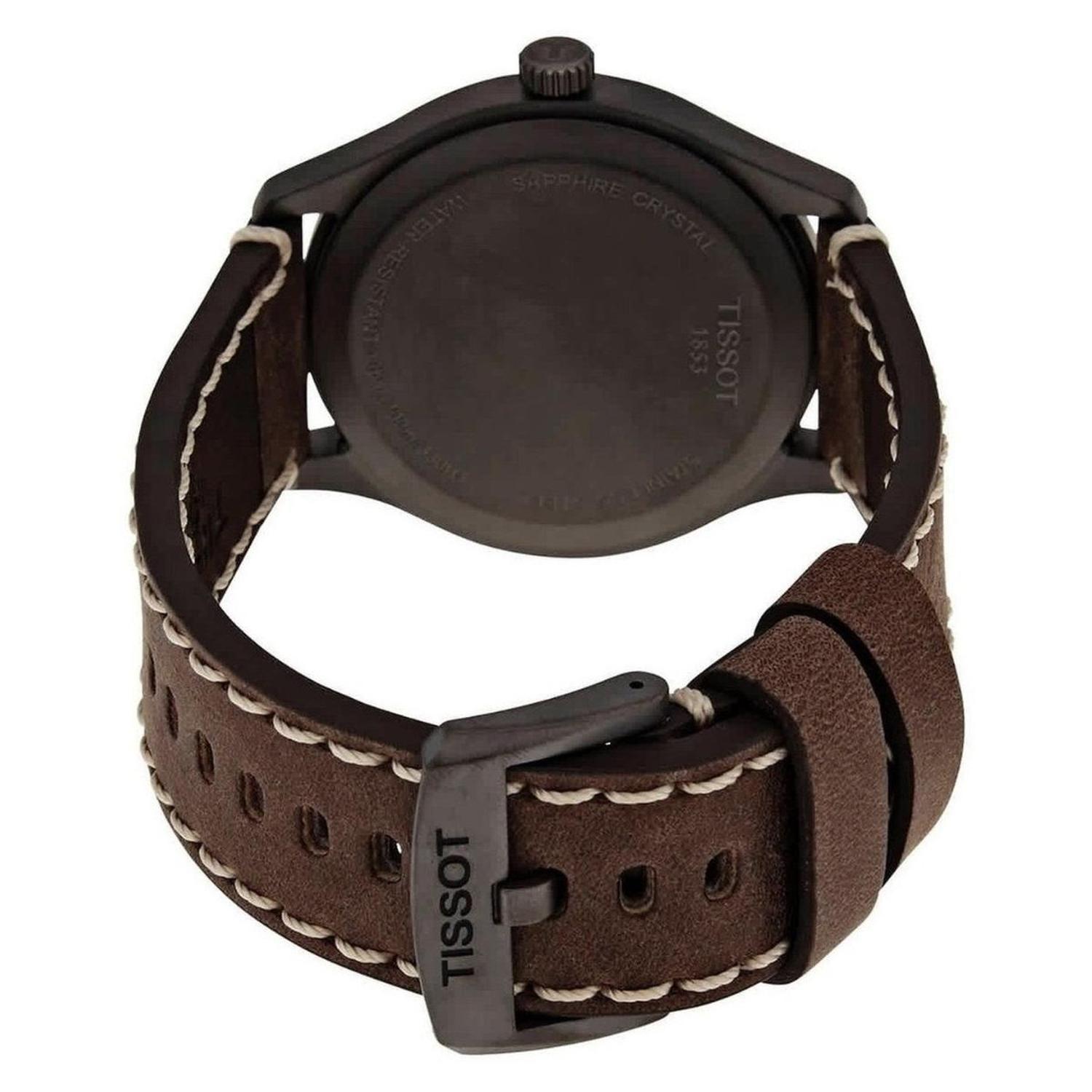 Reloj Tissot Gent Xl Esfera Verde Correa Cafe-2