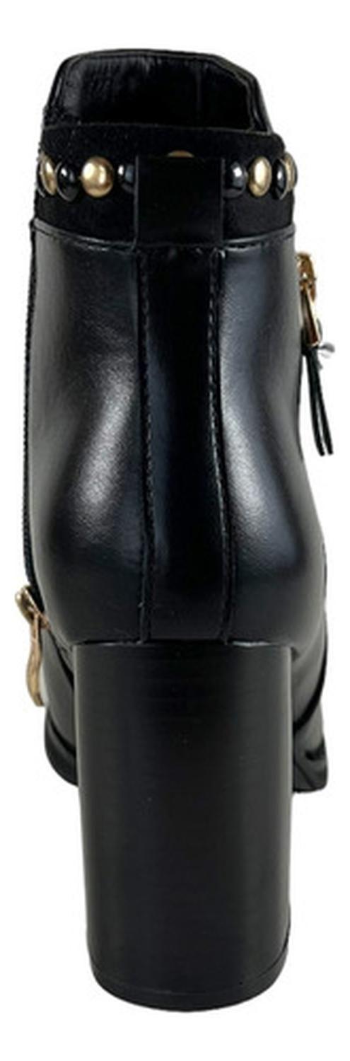 Botin Via Uno Negro Taco Cuero Pu-3