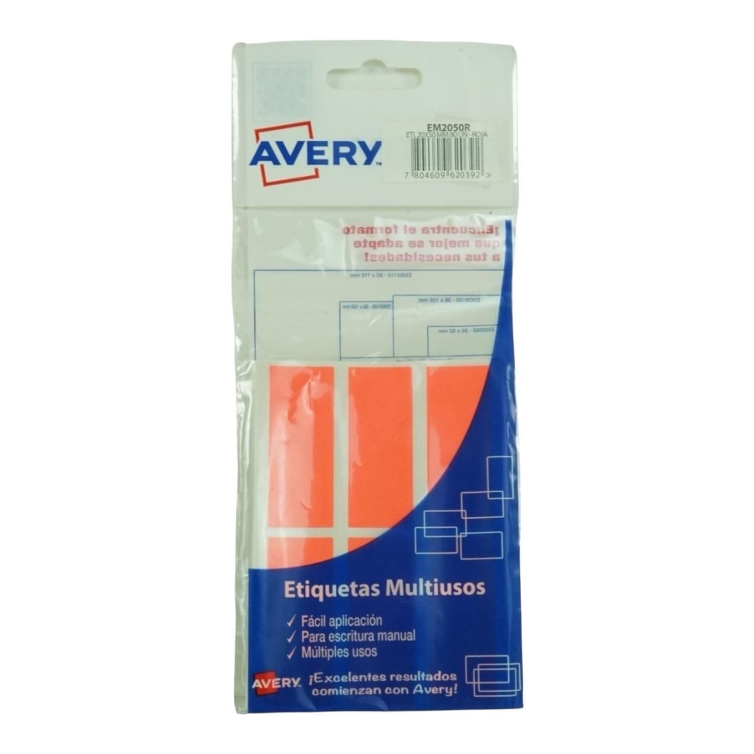 900 ETIQUETAS 2X5CM MANUAL AVERY EM2050M - ROJO-0