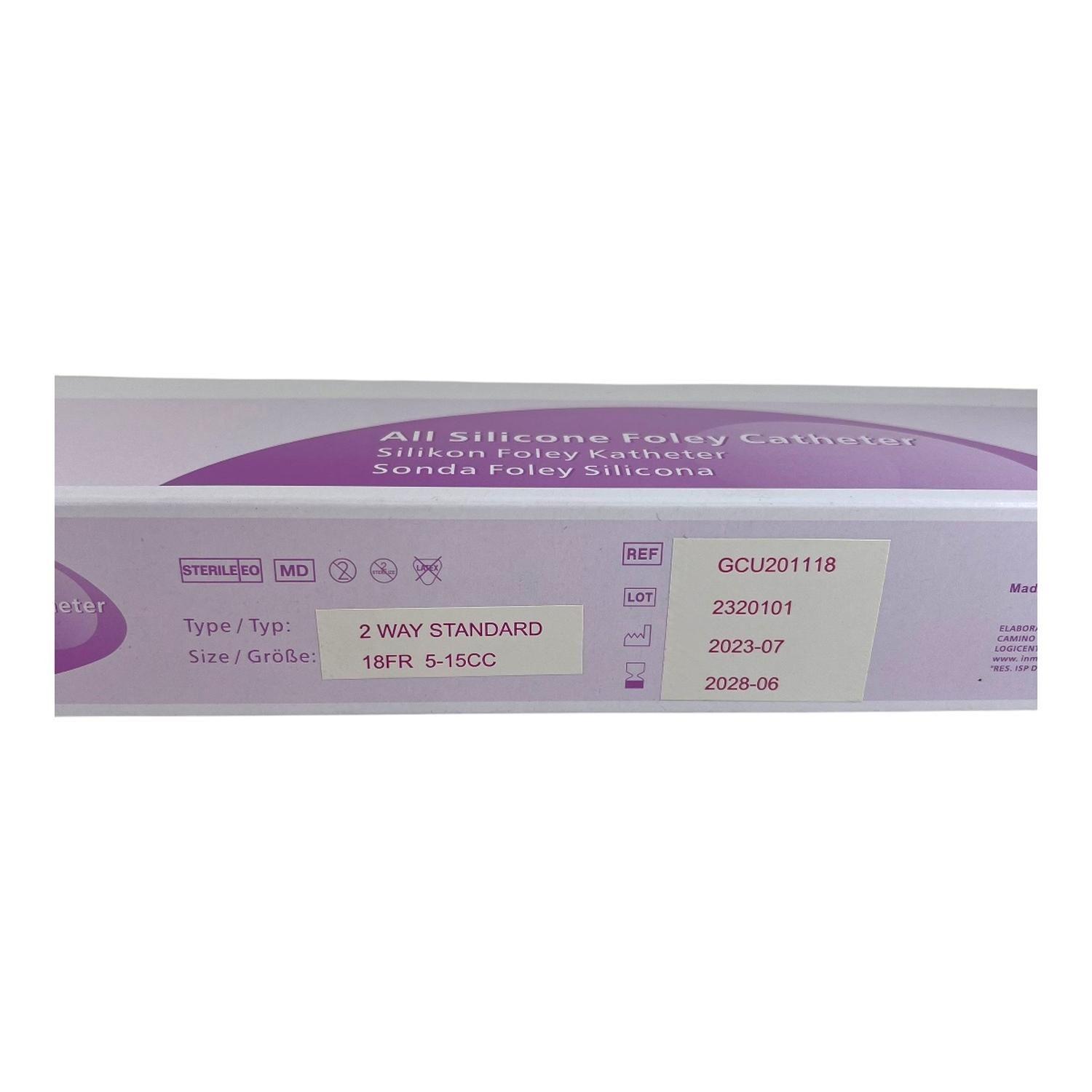 Sonda Foley 2 Vias 18 FR 100% Silicona con Balon x 10 Un-3