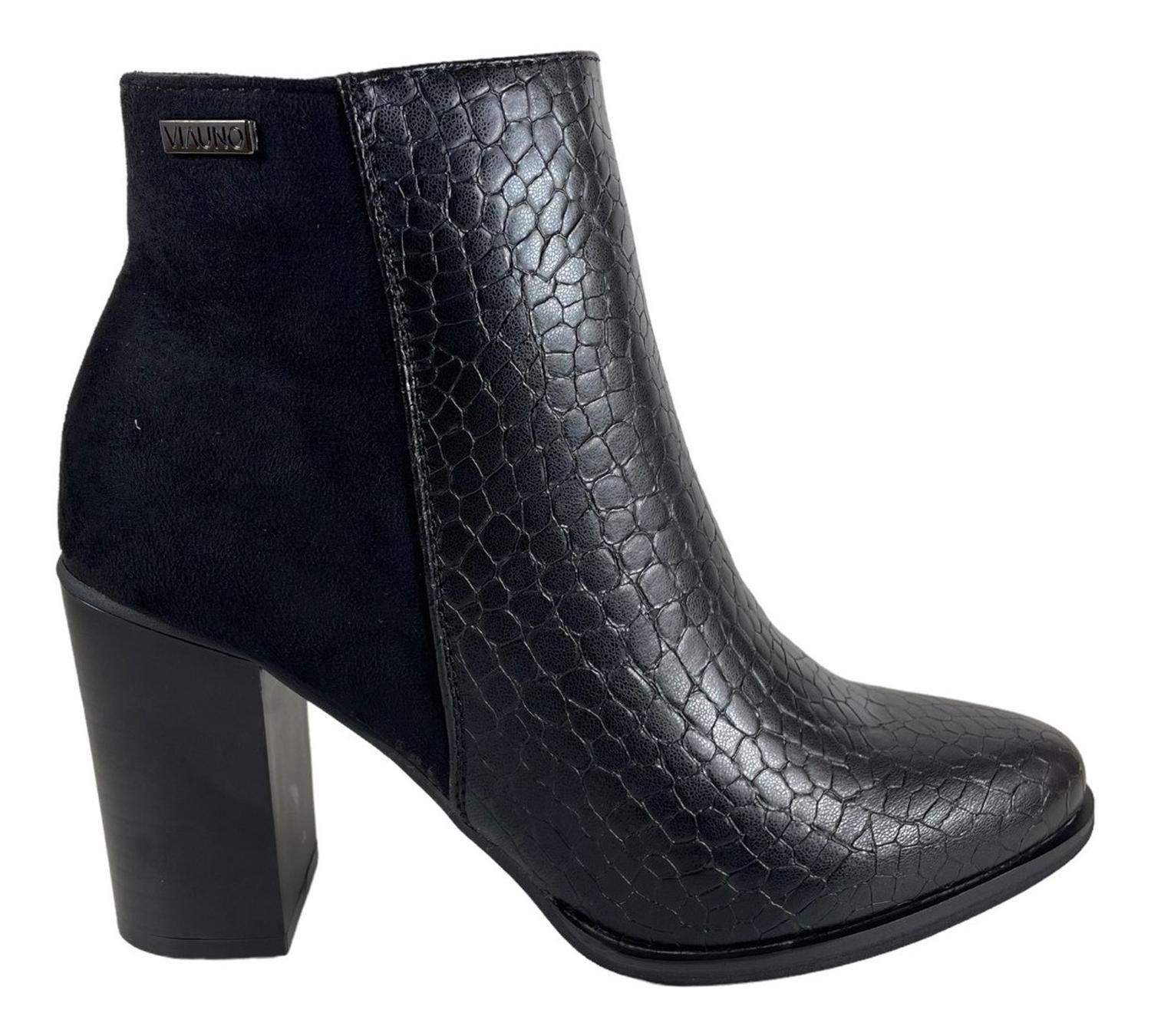 Botin Mujer Via Uno Negro Pu 12084409-0
