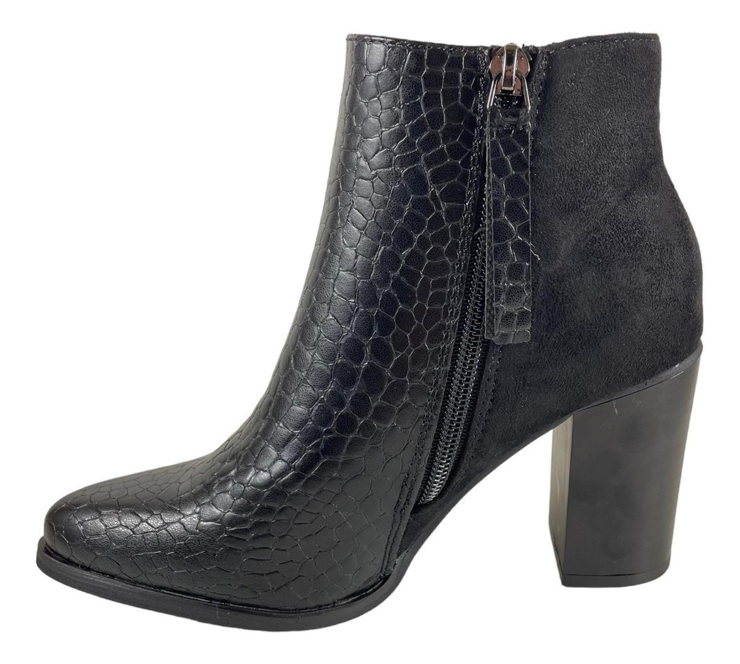 Botin Mujer Via Uno Negro Pu 12084409-4
