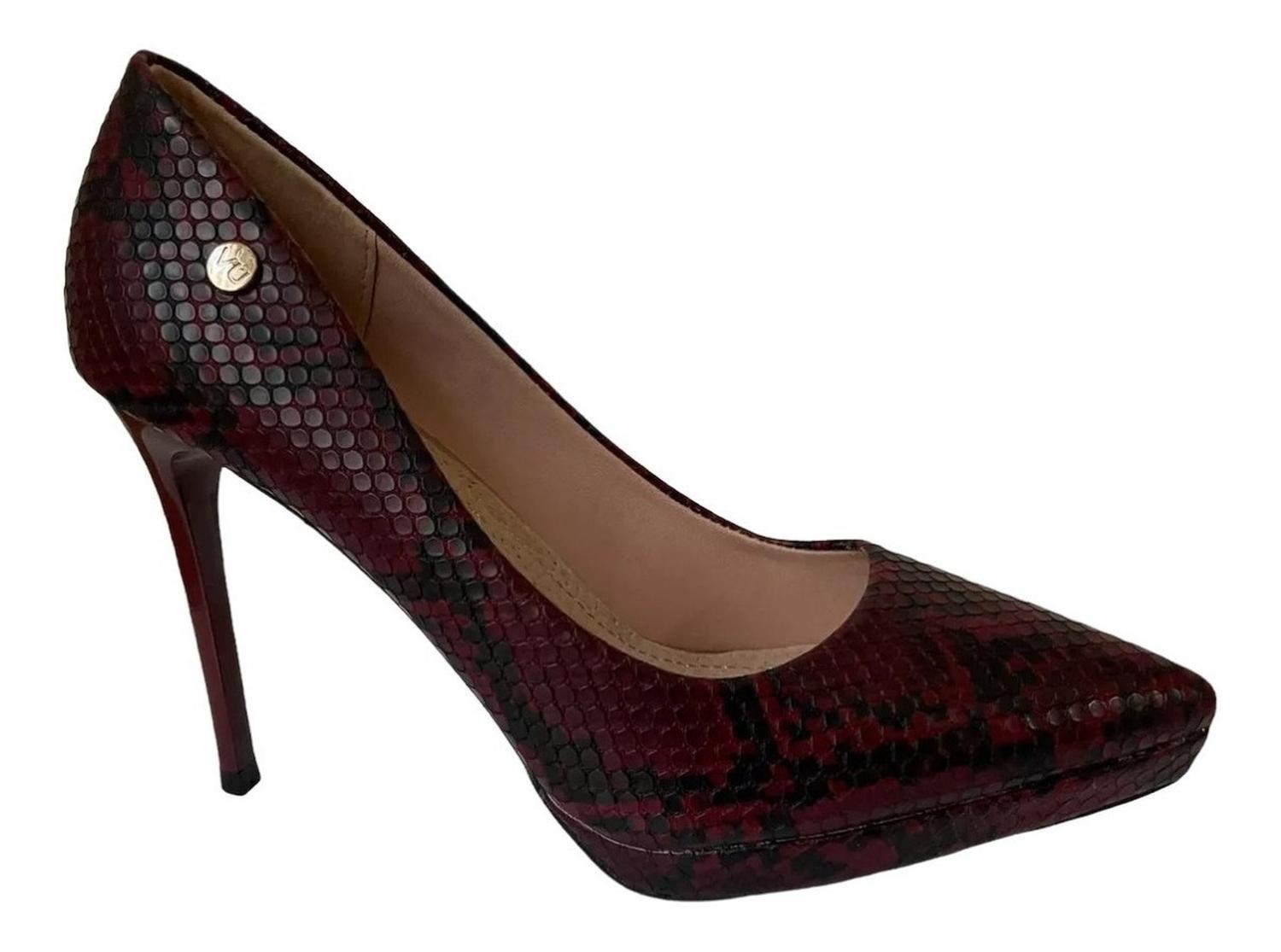 Zapato Con Taco Burdeo Snake Via Uno 12090507-0