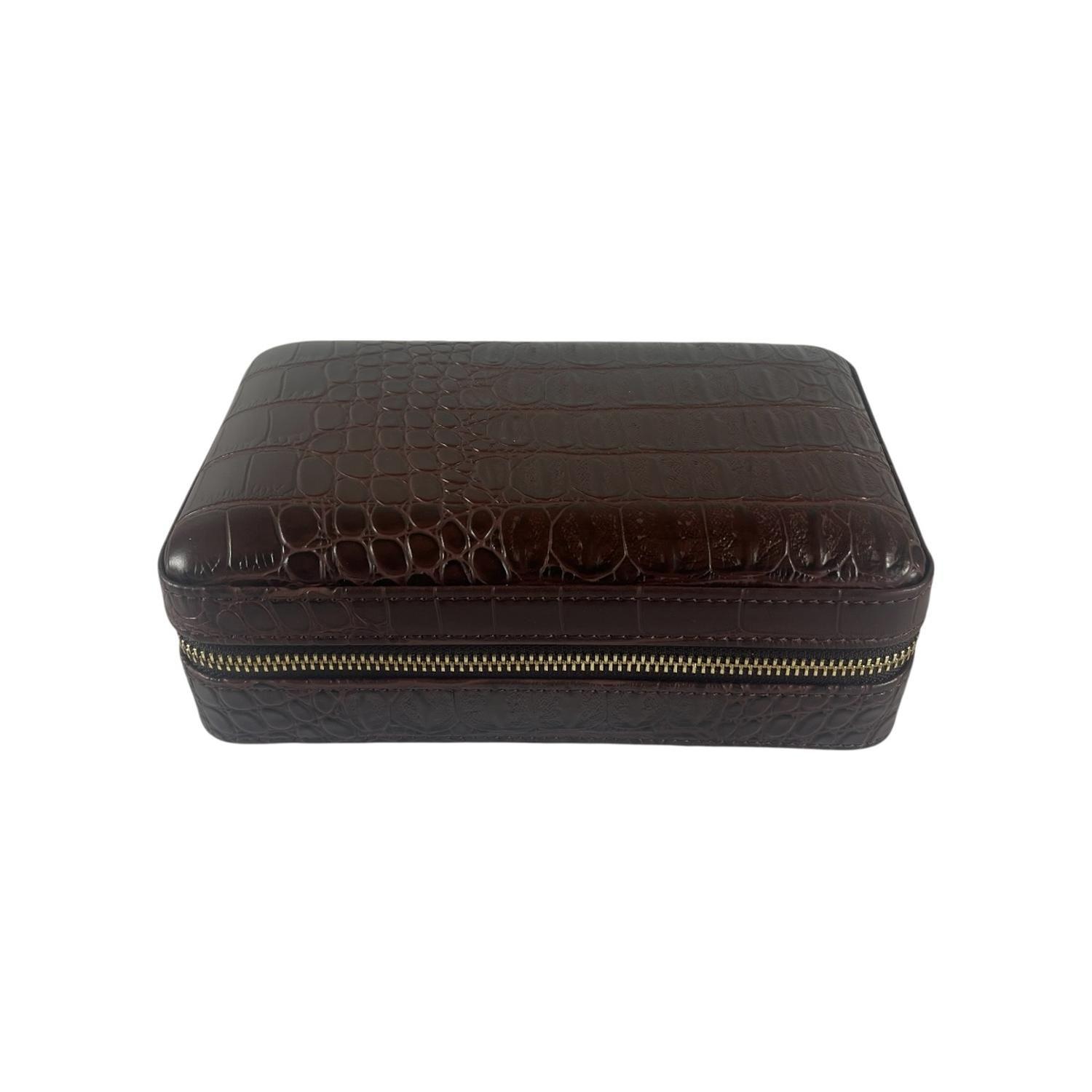Estuche Humidor de Puros para Viaje Cuero PU Cafe-2