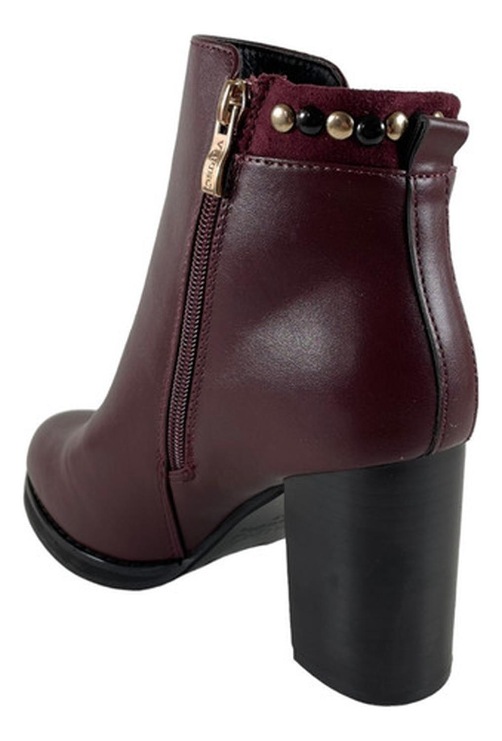 Botin Via Uno Burdeo Taco Cuero Pu-3