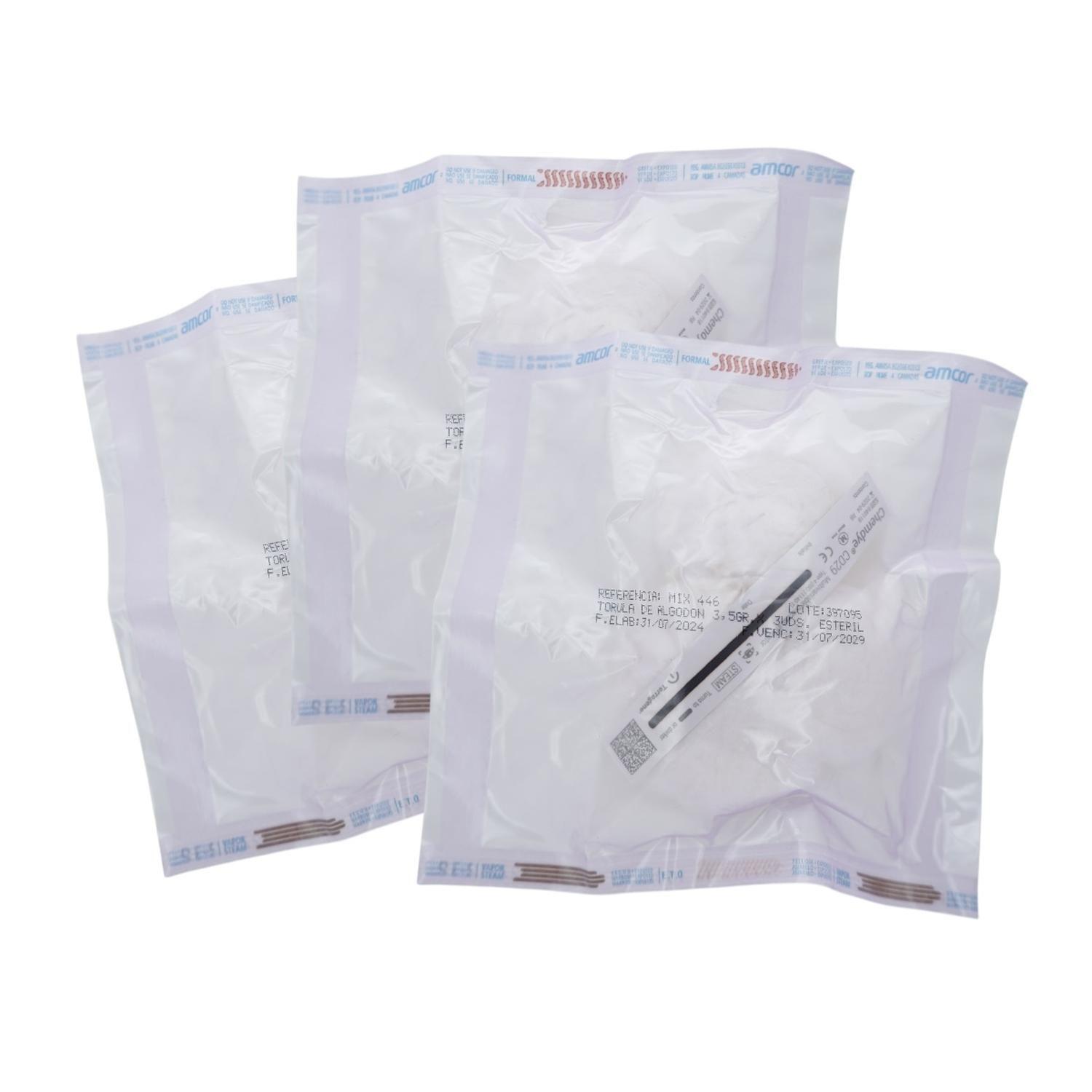 Pack Torulas de algodon esteril 3.5gr - 20 bolsas x3 unidades c/u-1