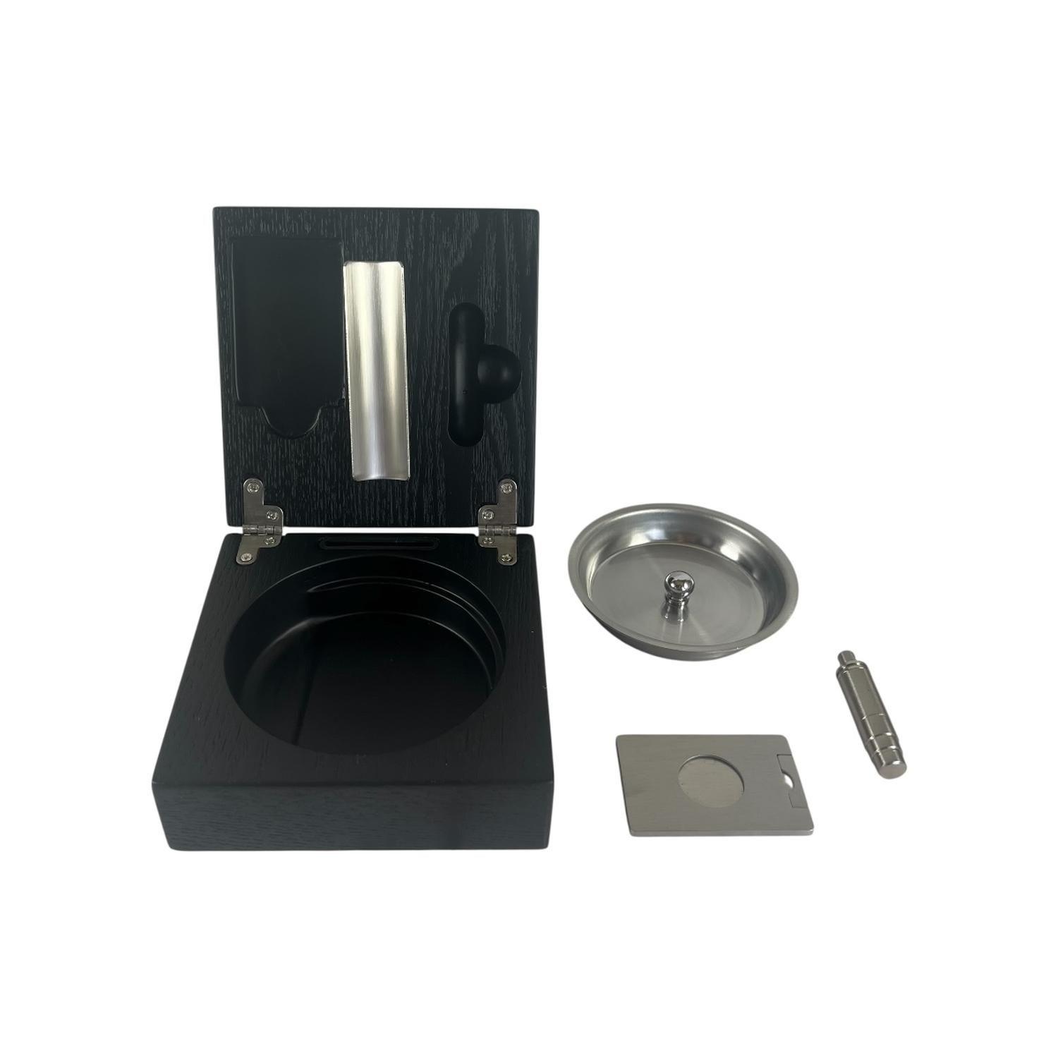 Set Cenicero Negro para Puros con Cortador y Punch-3