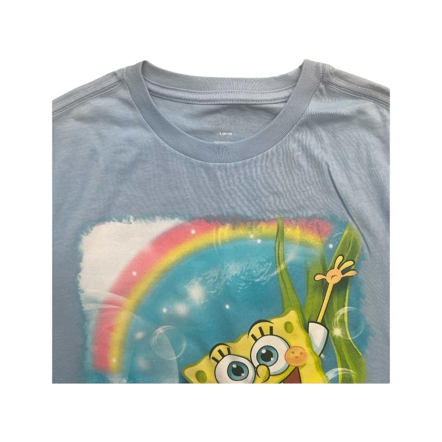 Polera Bob Esponja Arcoiris Celeste Niño-2