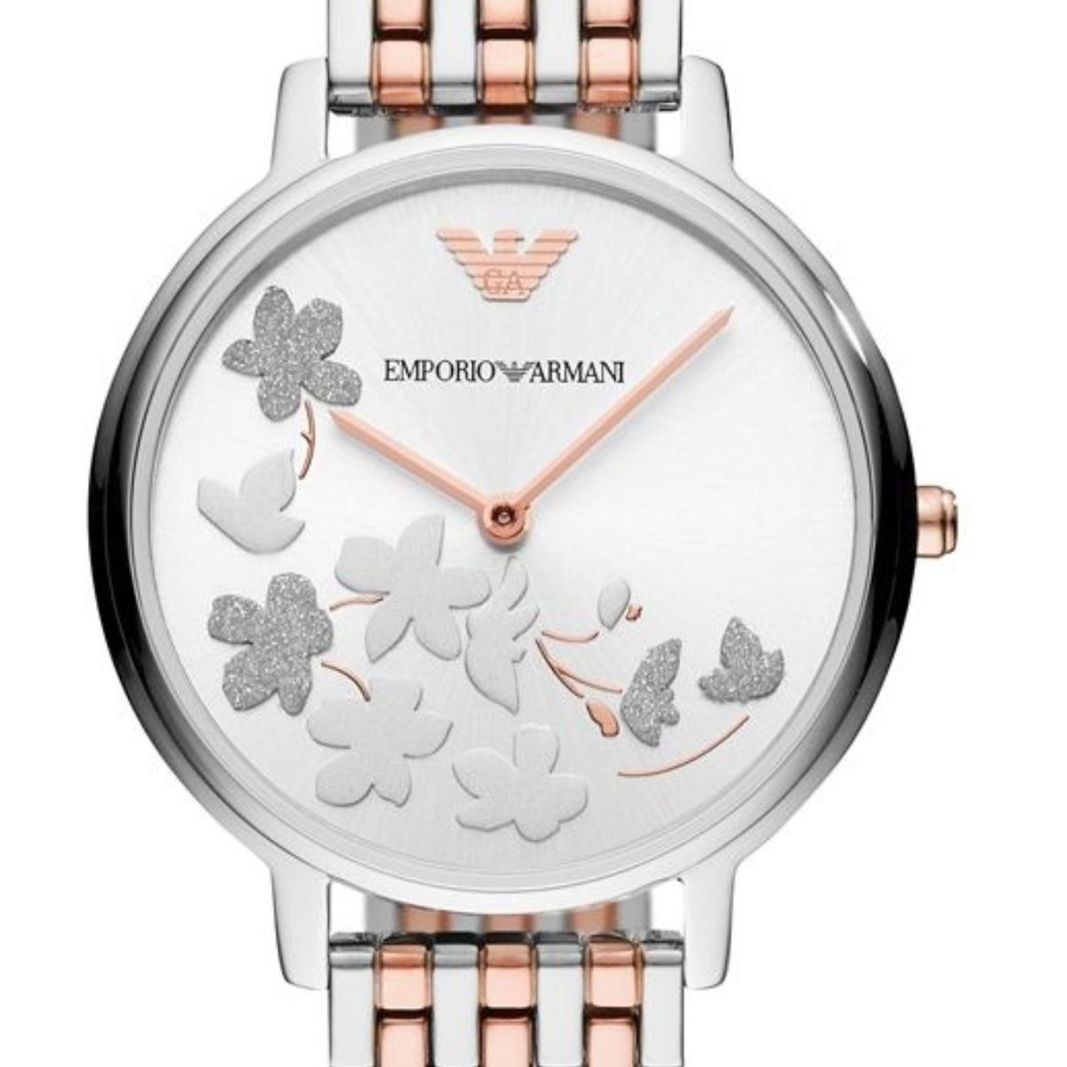 Reloj Emporio Armani Dos Tonos Mujer Esfera Plateada-0