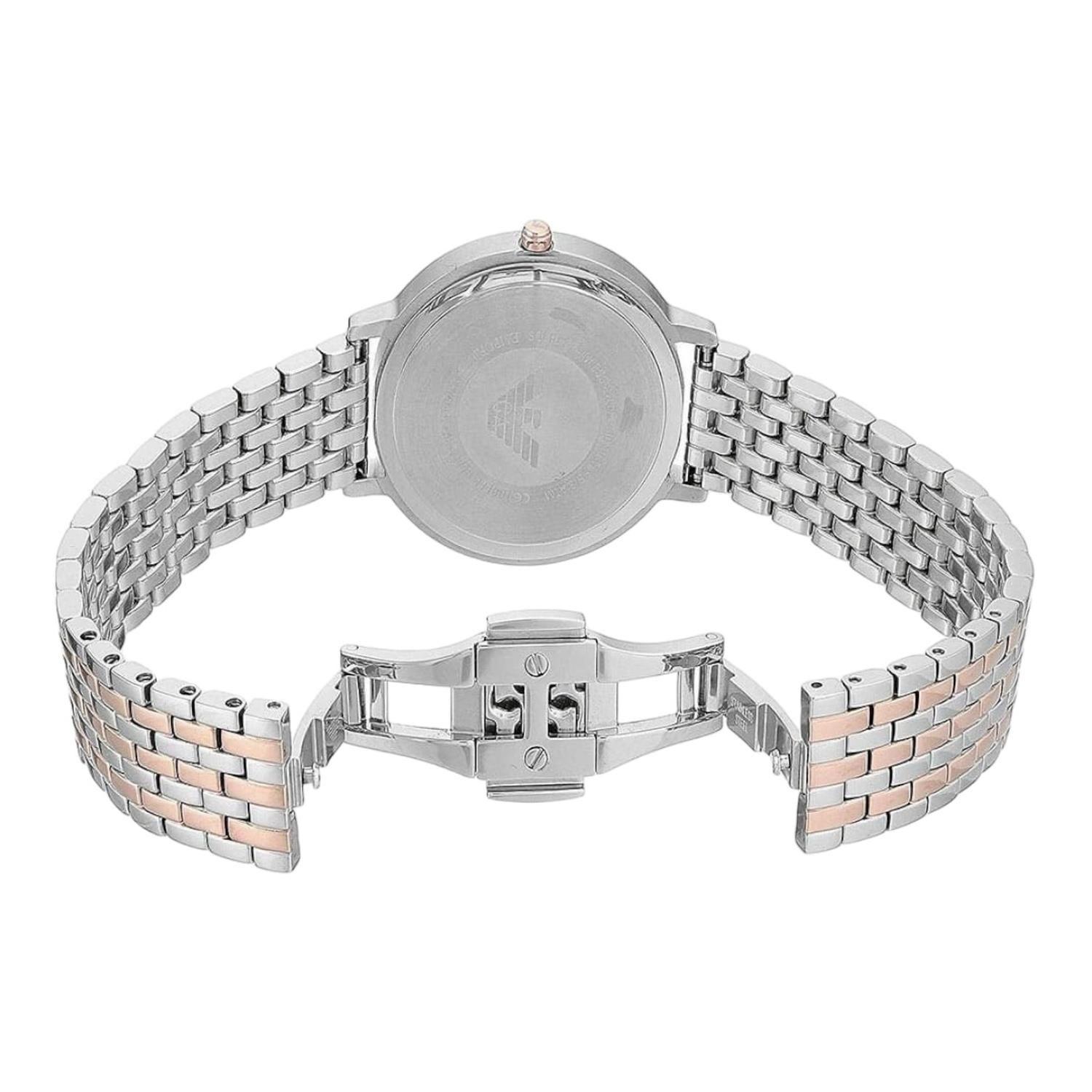 Reloj Emporio Armani Dos Tonos Mujer Esfera Plateada-2