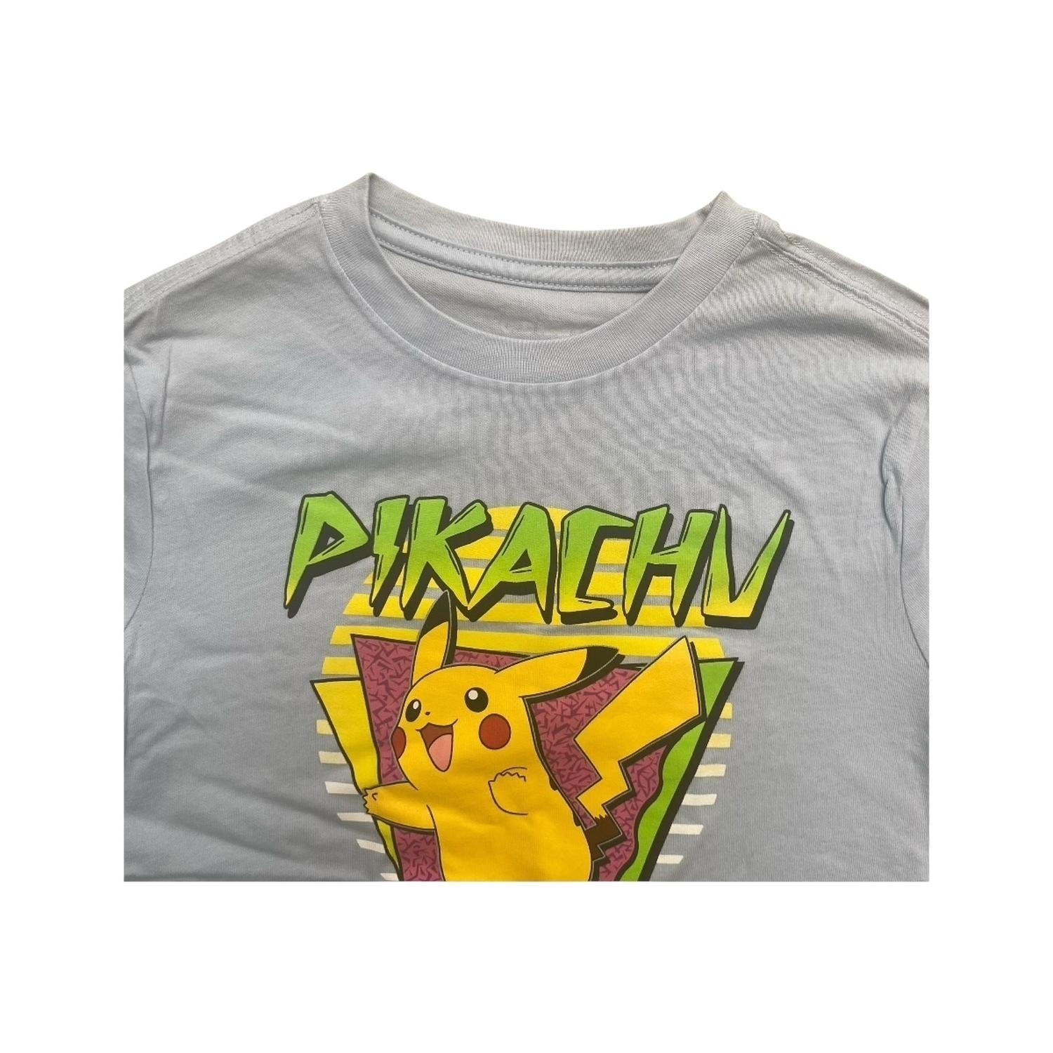 Polera Pikachu Retro Celeste Niño-2