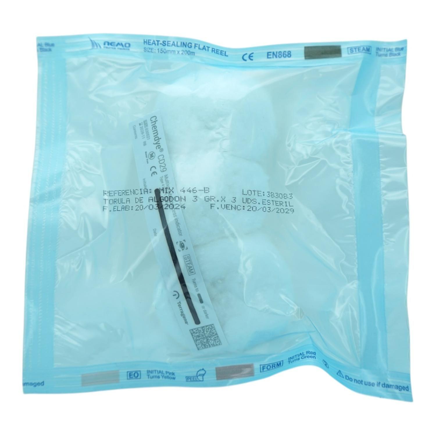 Pack Torulas de algodon esteril 3gr - 20 bolsas x3 unidades c/u-0