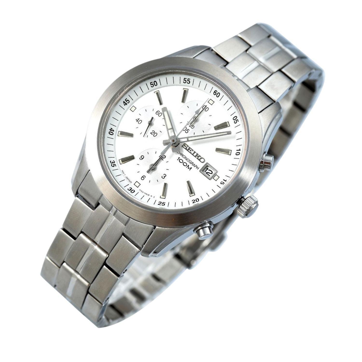 Reloj Seiko Cronografo Esfera Blanca 100m SNDA85P1-2