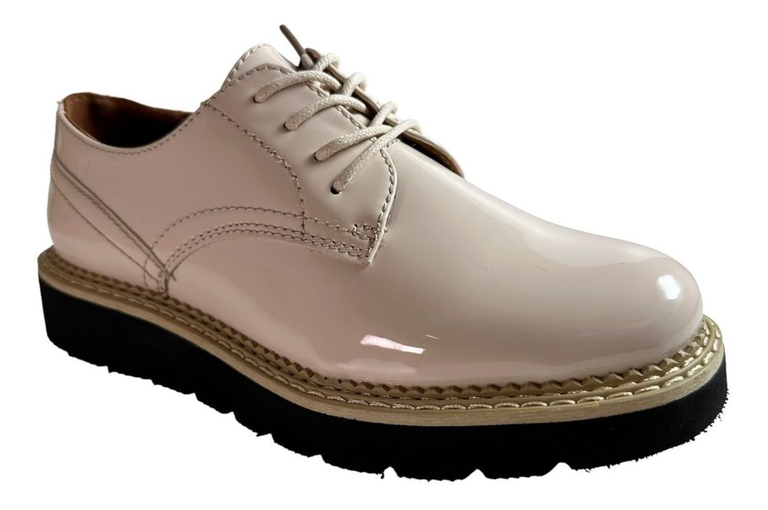Zapato Charol Beige Mujer Via Uno Modelo 12085501-0