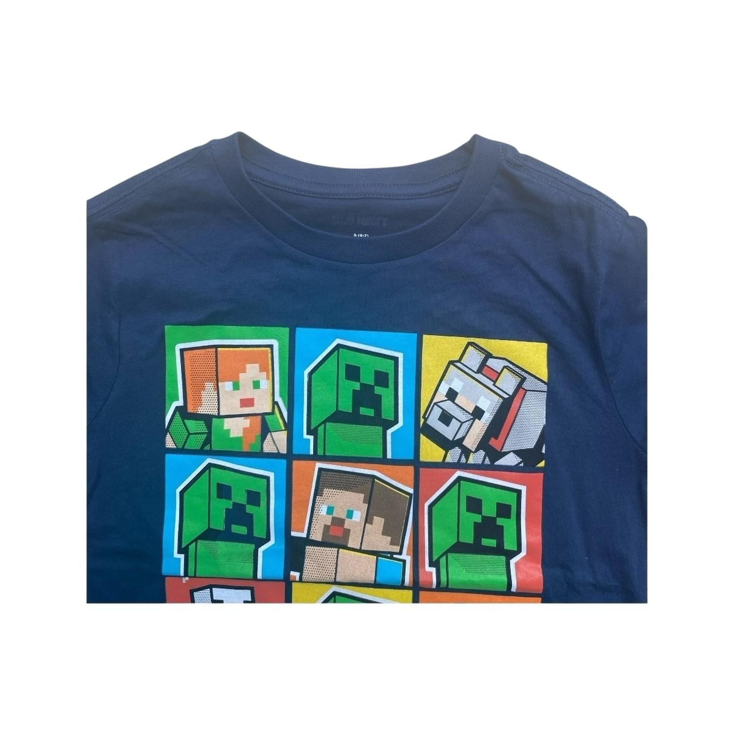 Polera Minecraft Cuadros Personajes Azul Hombre-2