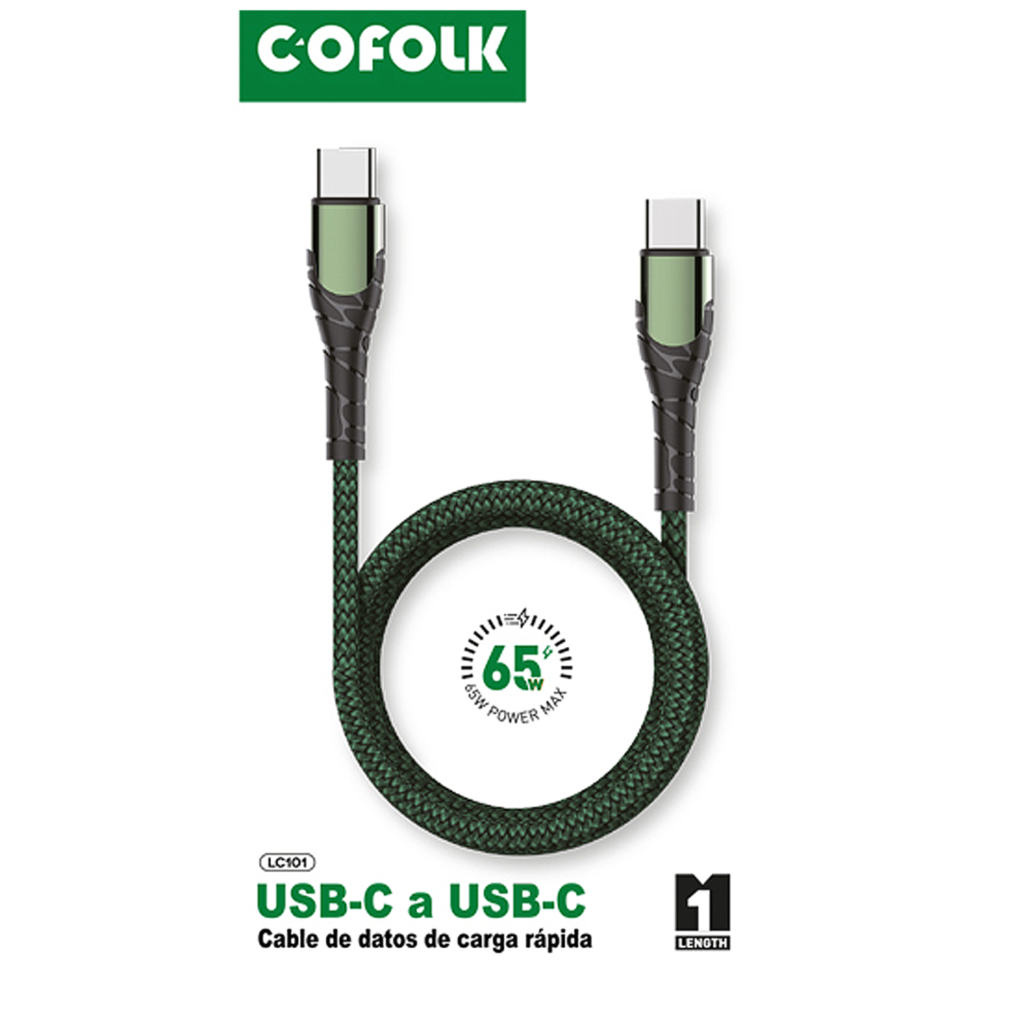 Cable Carga De Usb C A Usb C Pd 65w 1 Metro-3