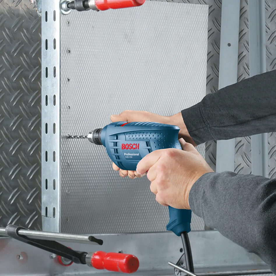 Taladro percutor mandril 10mm Bosch GSB 450 RE 450W -1