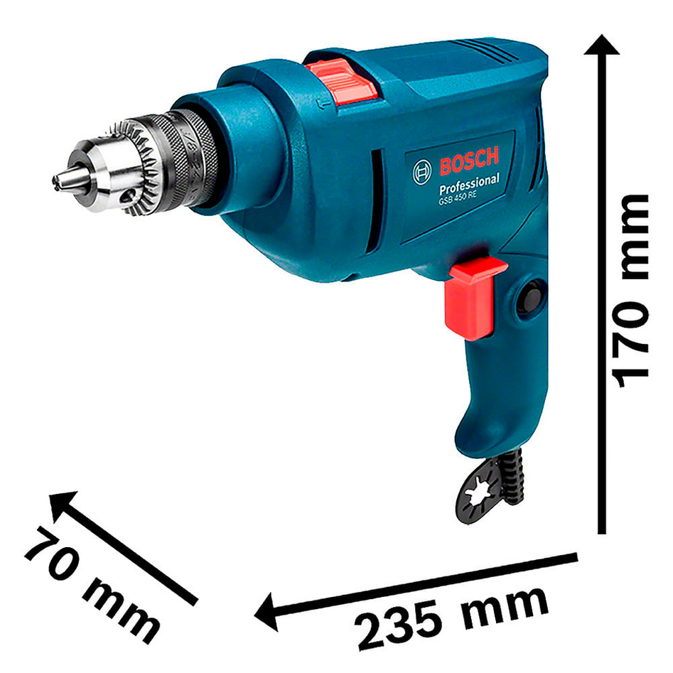 Taladro percutor mandril 10mm Bosch GSB 450 RE 450W -2