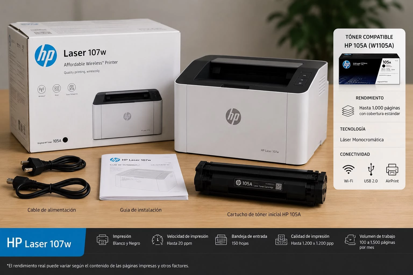 HP Laser 107w Impresora L ser Monocrom tica Wi Fi USB-4