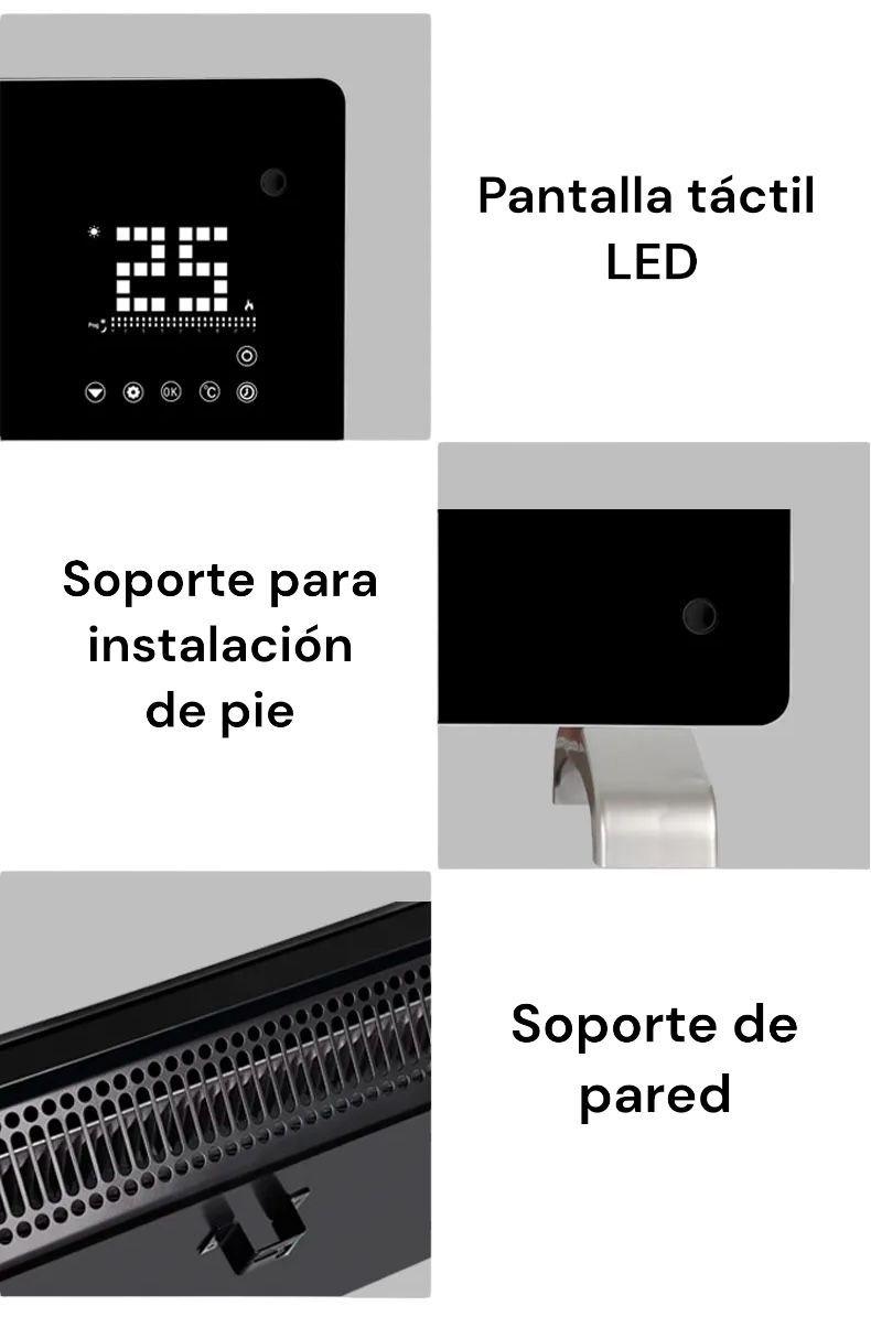 Convector Calefactor Panel Espejo de Vidrio Templado 2000W Yogar-2