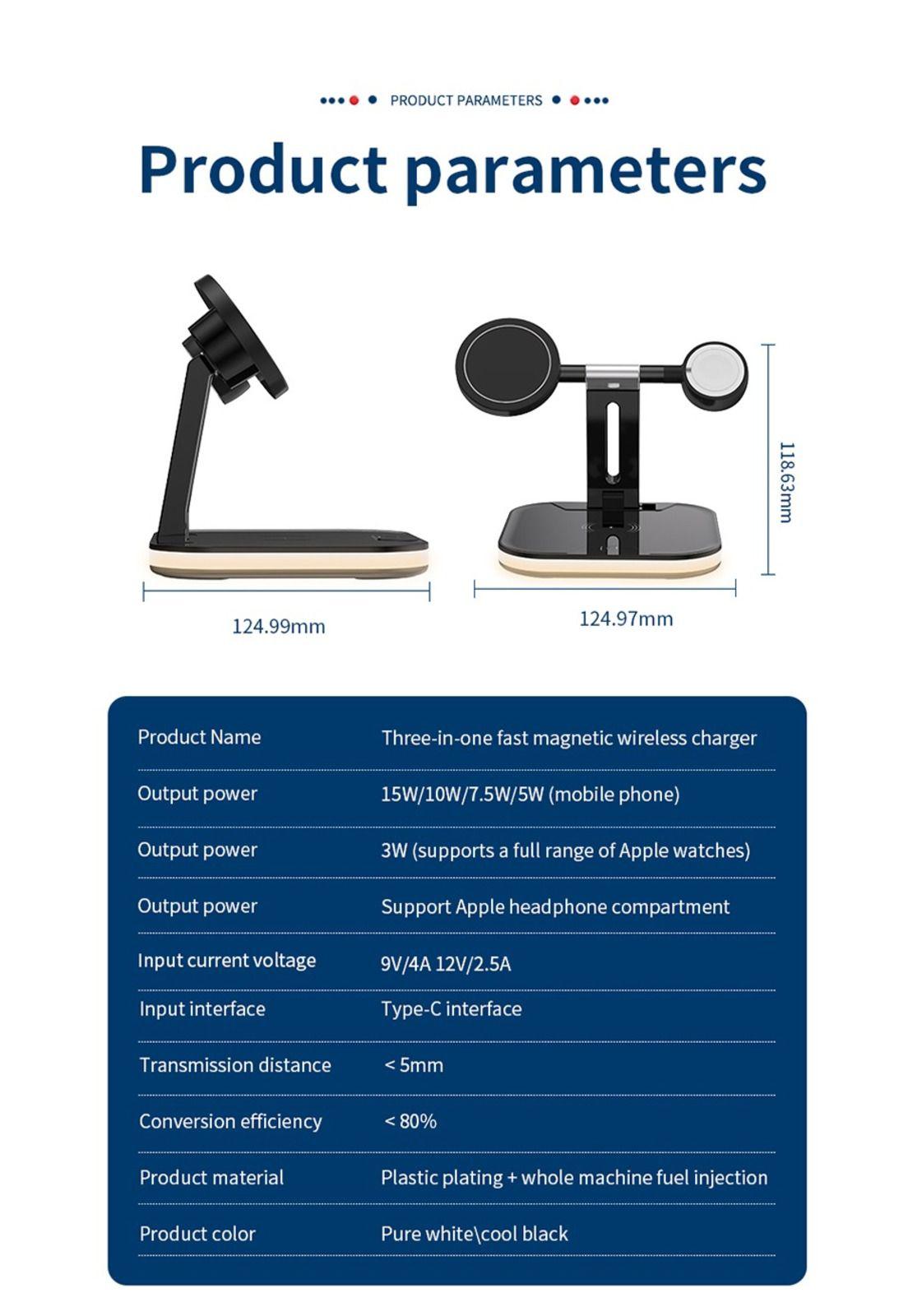 Base Carga Inalámbrica iPhone Magsafe  3en1 + Cargador-2