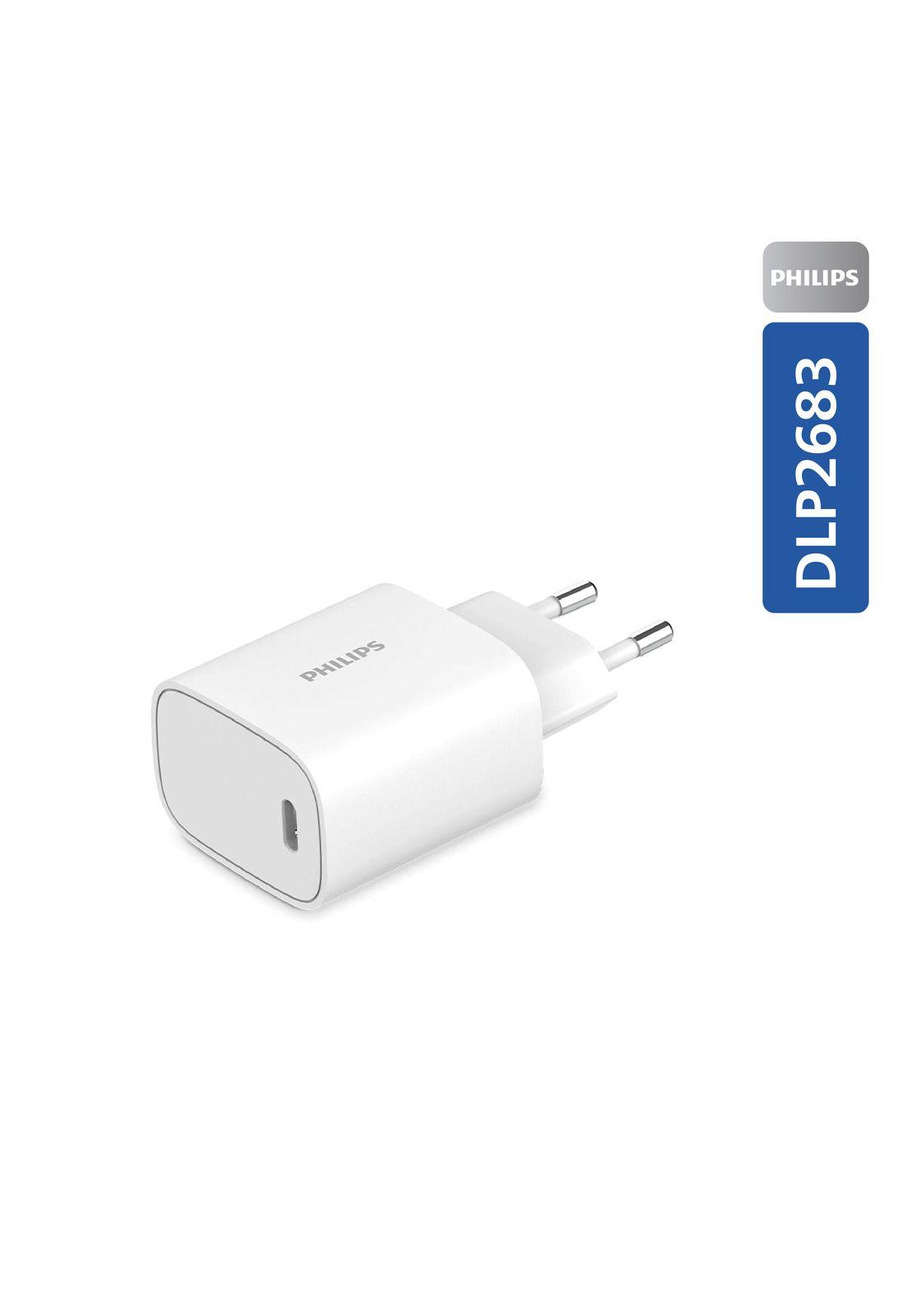 Cargador de Pared GaN 65W con 2 USB-C y 1 USB-A Carga Rápida Philips DLP2683-2