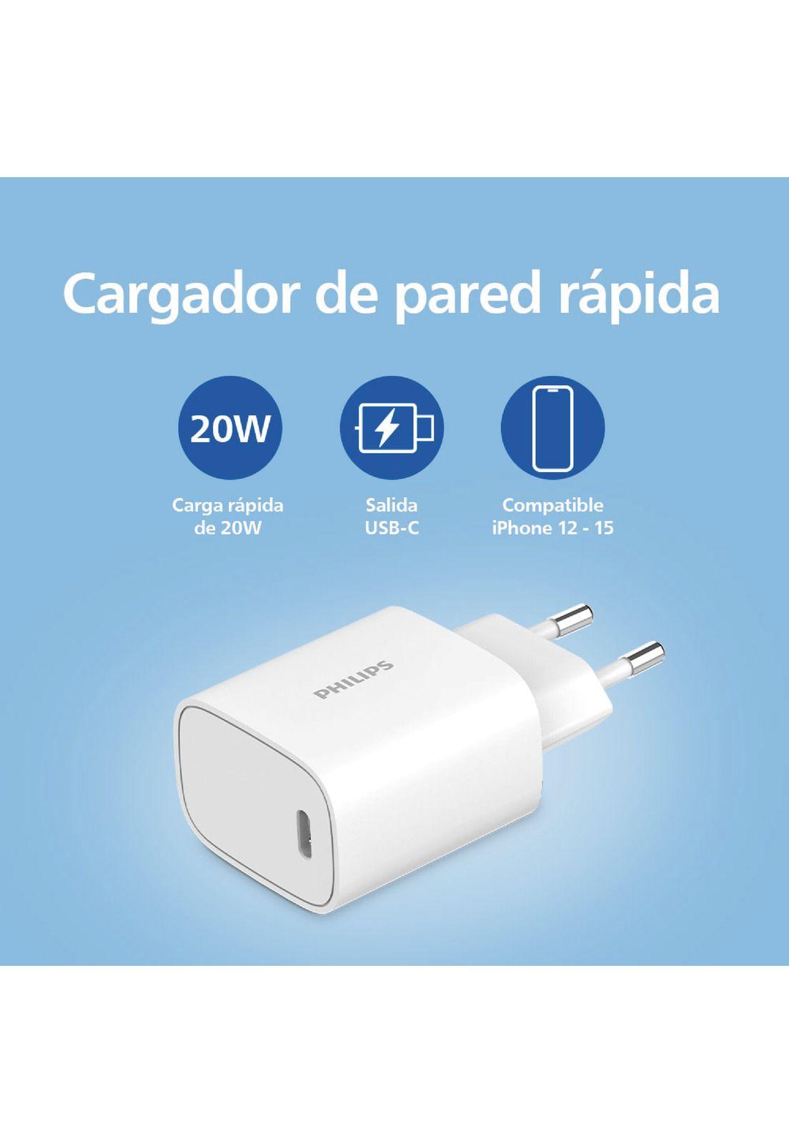Cargador de Pared GaN 65W con 2 USB-C y 1 USB-A Carga Rápida Philips DLP2683-4