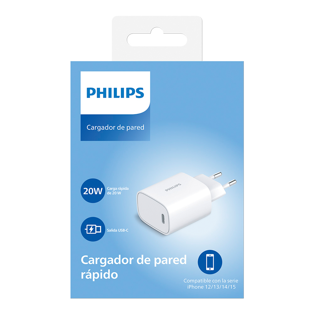 Cargador de Pared GaN 65W con 2 USB-C y 1 USB-A Carga Rápida Philips DLP2683-4