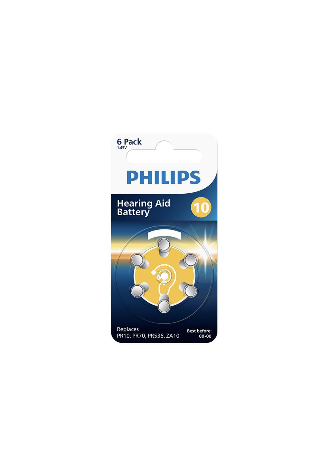 Pack de 6 Pilas Philips Zinc-Air para Audífonos (Modelo 10 / Amarillo)-0