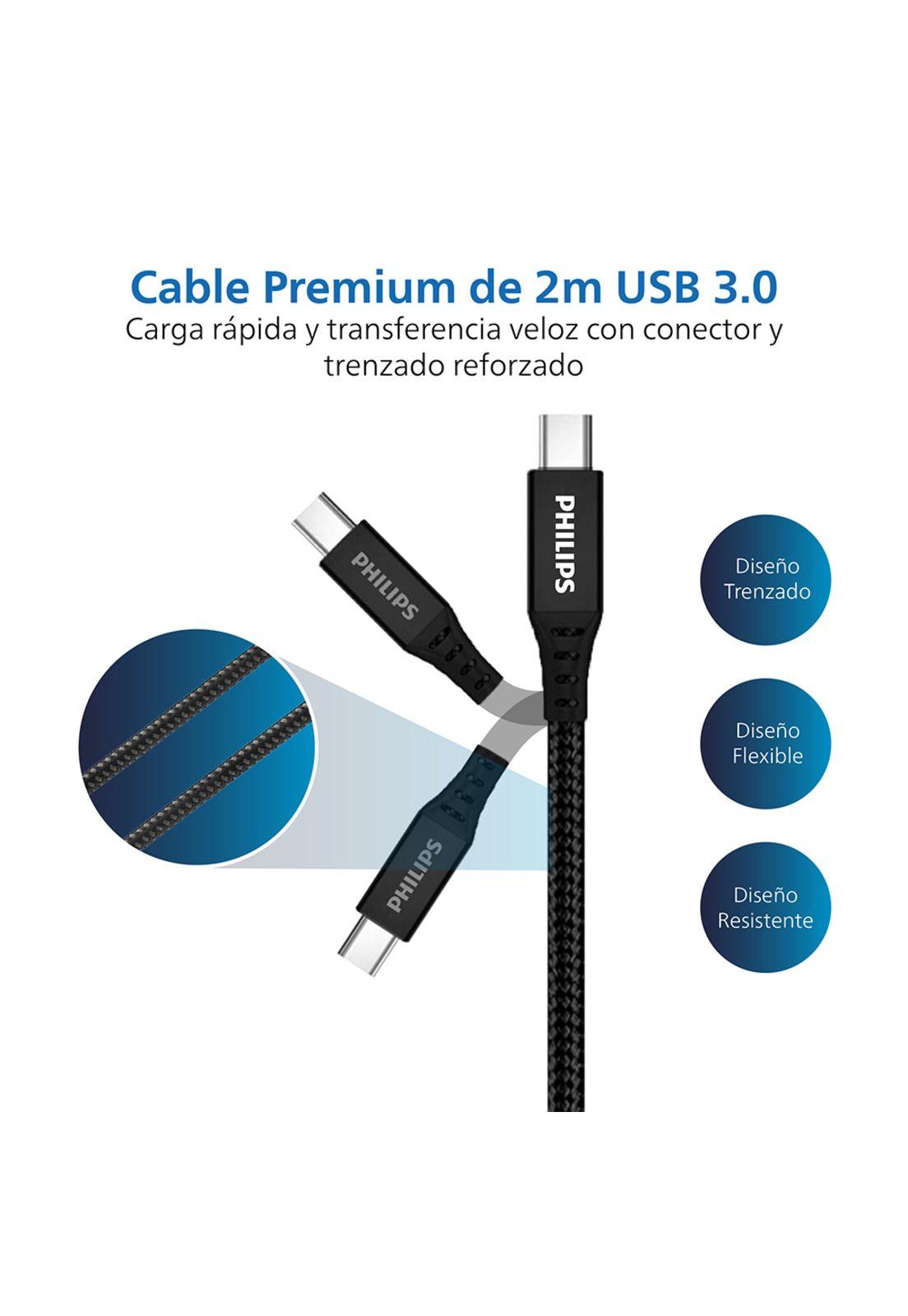 Cable Trenzado USB-A a USB-C Philips DLC5206A Negro-1