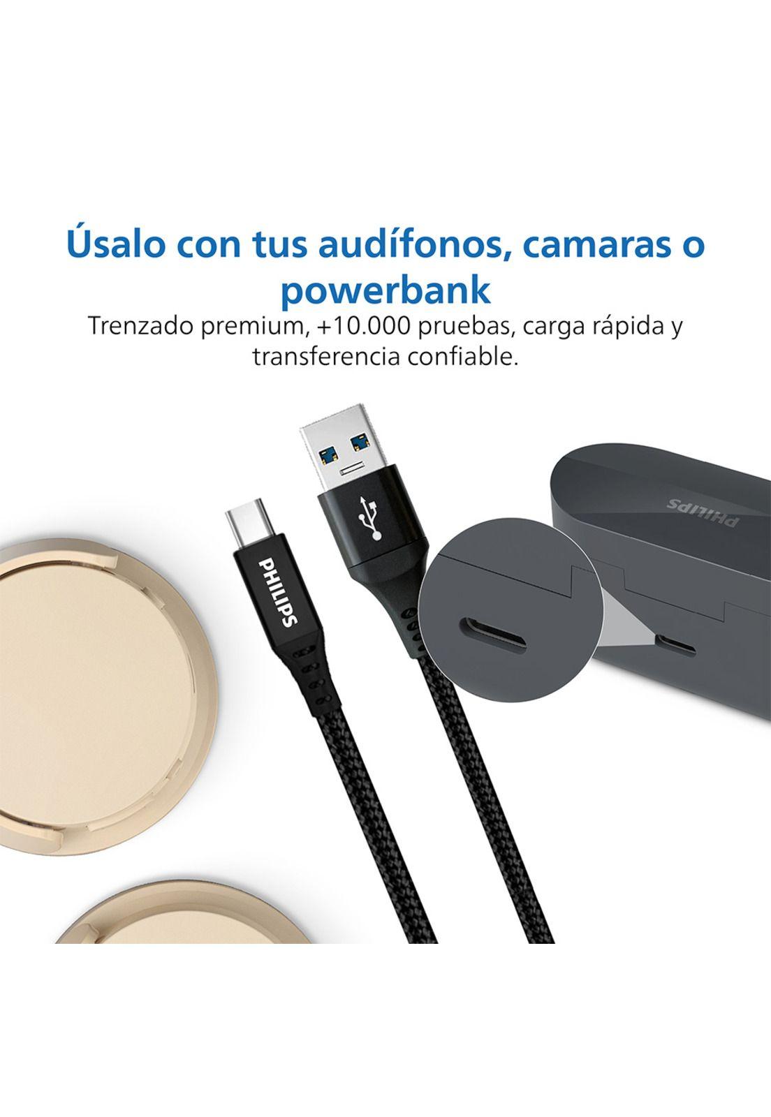 Cable Trenzado USB-A a USB-C Philips DLC5206A Negro-3