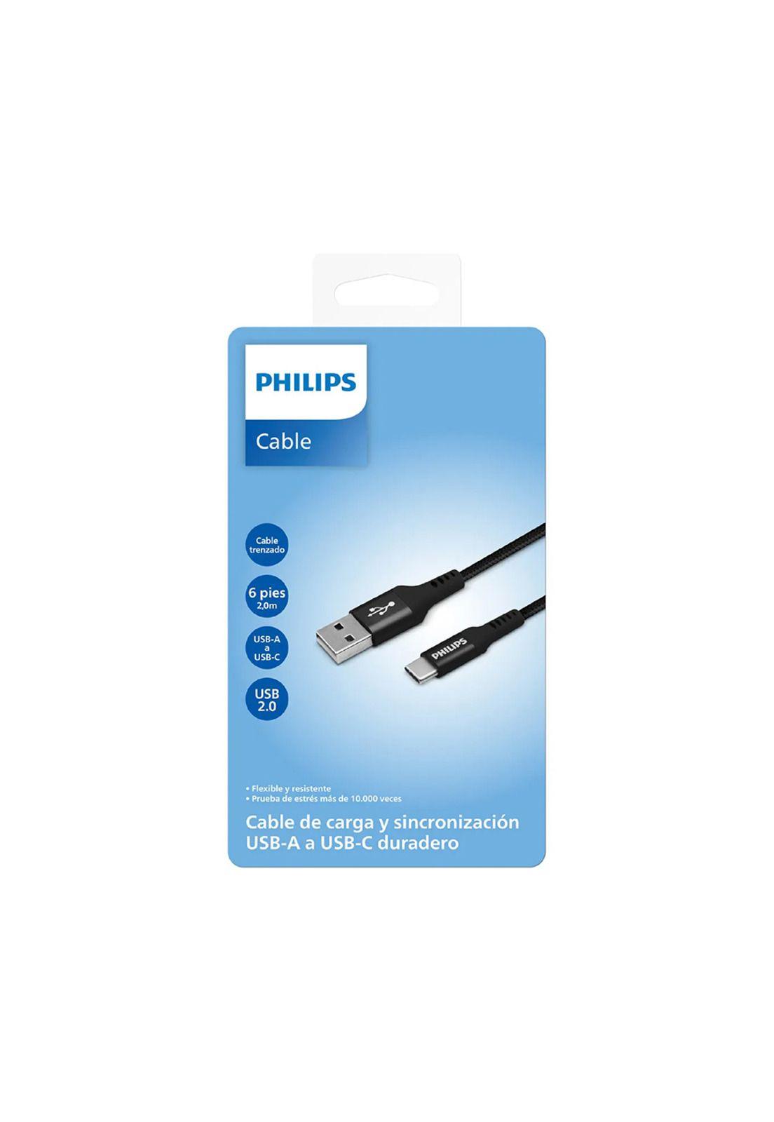 Cable Trenzado USB-A a USB-C Philips DLC5206A Negro-4