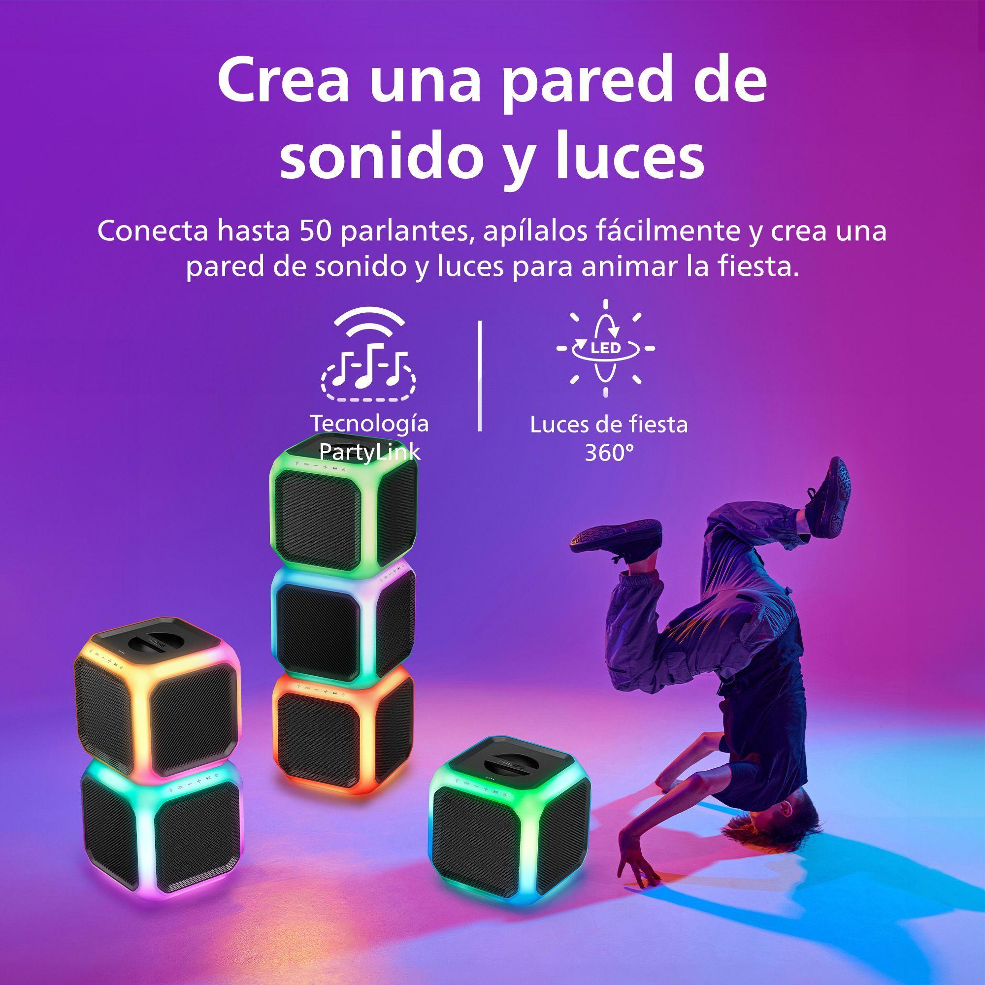 Parlante para Fiesta Karaoke Cubo Philips TAX7207 con 12 horas de batería, luz De Fiesta De 360°-3